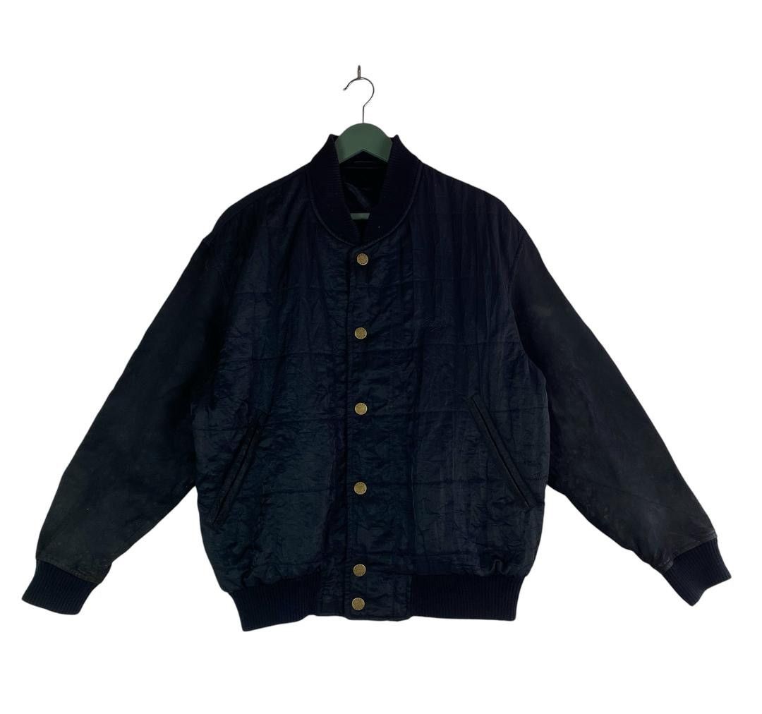 Guess × Vintage 90s rare GUESS goatskin sleeve snap button varsity jacket Size US L / EU 52-54 / 3 - 3 Thumbnail