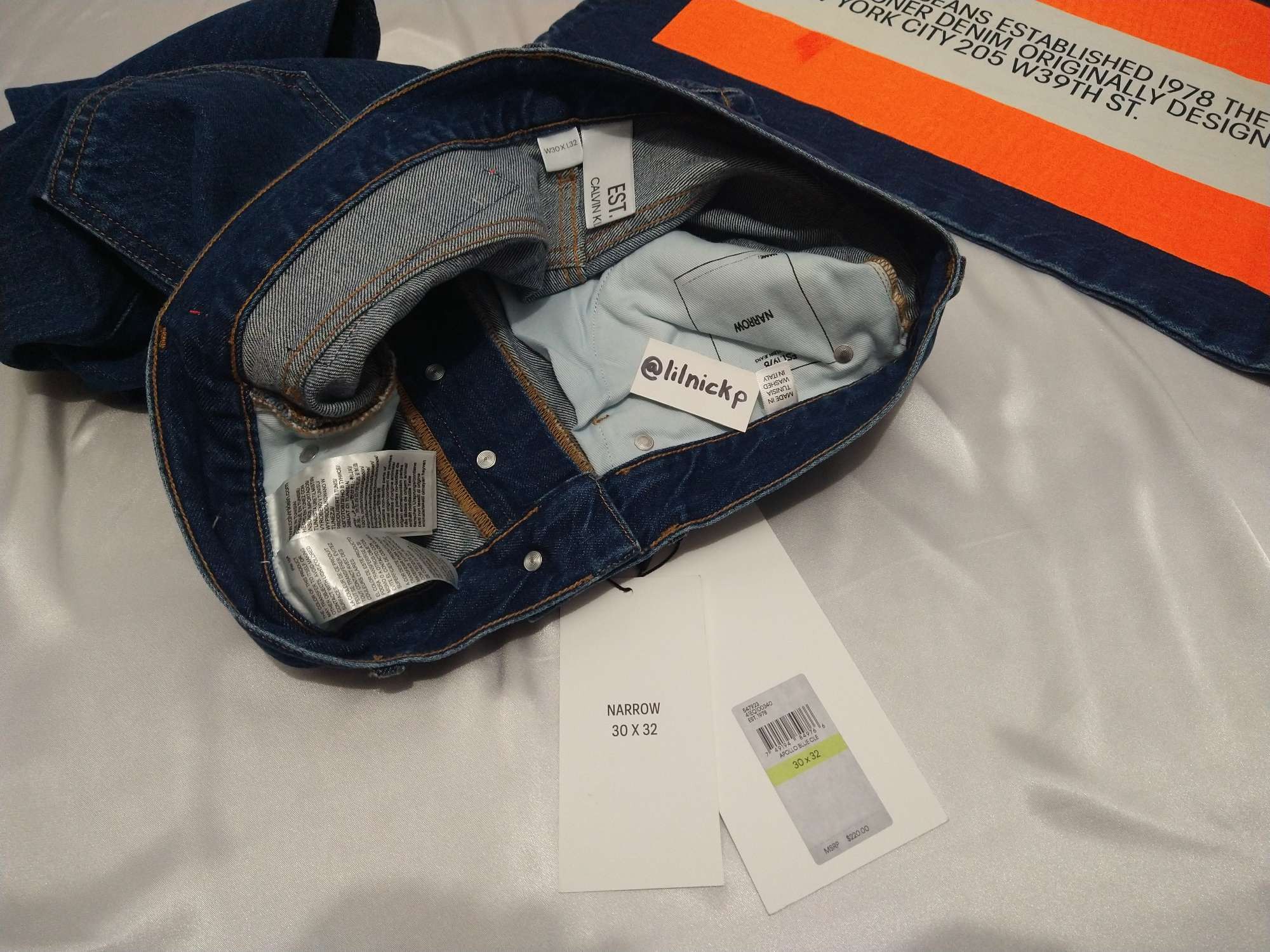 Calvin Klein 205W39NYC EST. 1978 Narrow Leg Apollo Blue Jeans Size US 30 / EU 46 - 3 Thumbnail