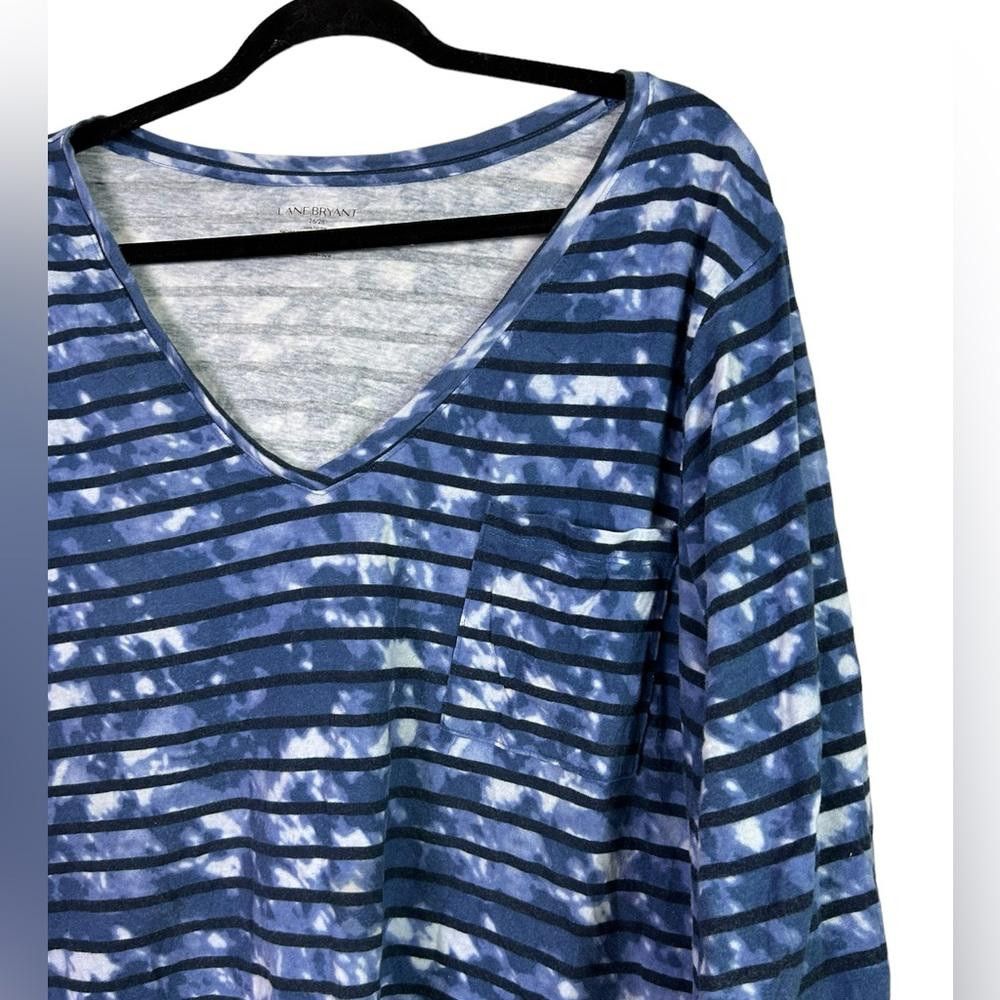Designer Lane Bryant l Striped V Neck Casual Top 26/28/4x Size M / US 6-8 / IT 42-44 - 2 Thumbnail