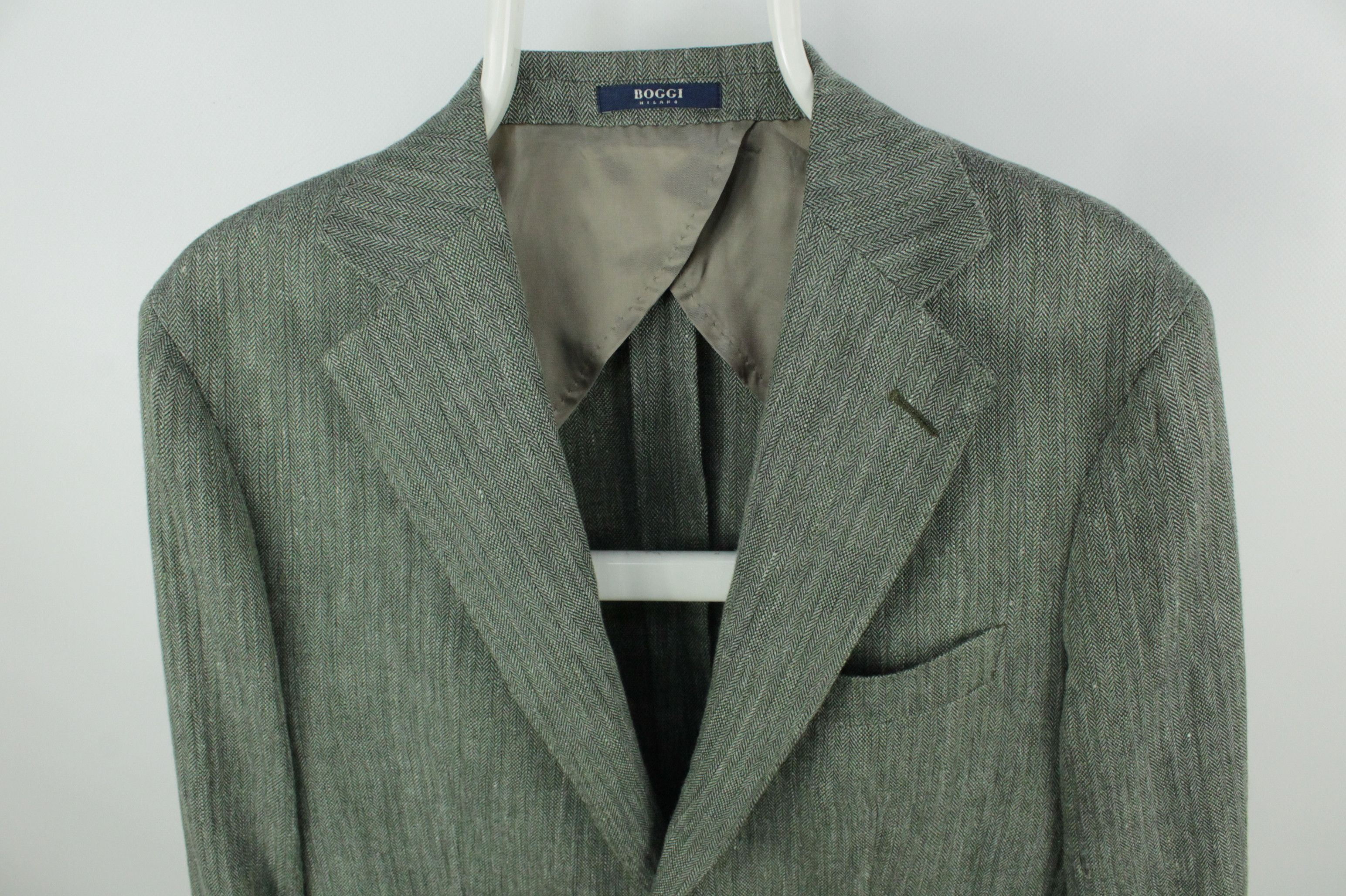 Boggi Boggi Micro Herringbone Linen Wool Sport Coat Blazer Jacket Size US M / EU 48-50 / 2 - 3 Thumbnail