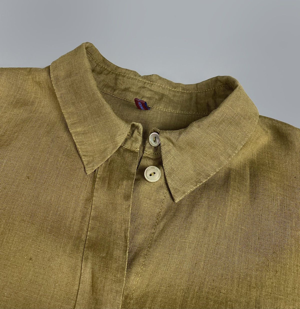 Vintage Women's KATHARINA HOVMAN 100% Linen LS Khaki Shirt US 6 Size M / US 6-8 / IT 42-44 - 12 Thumbnail