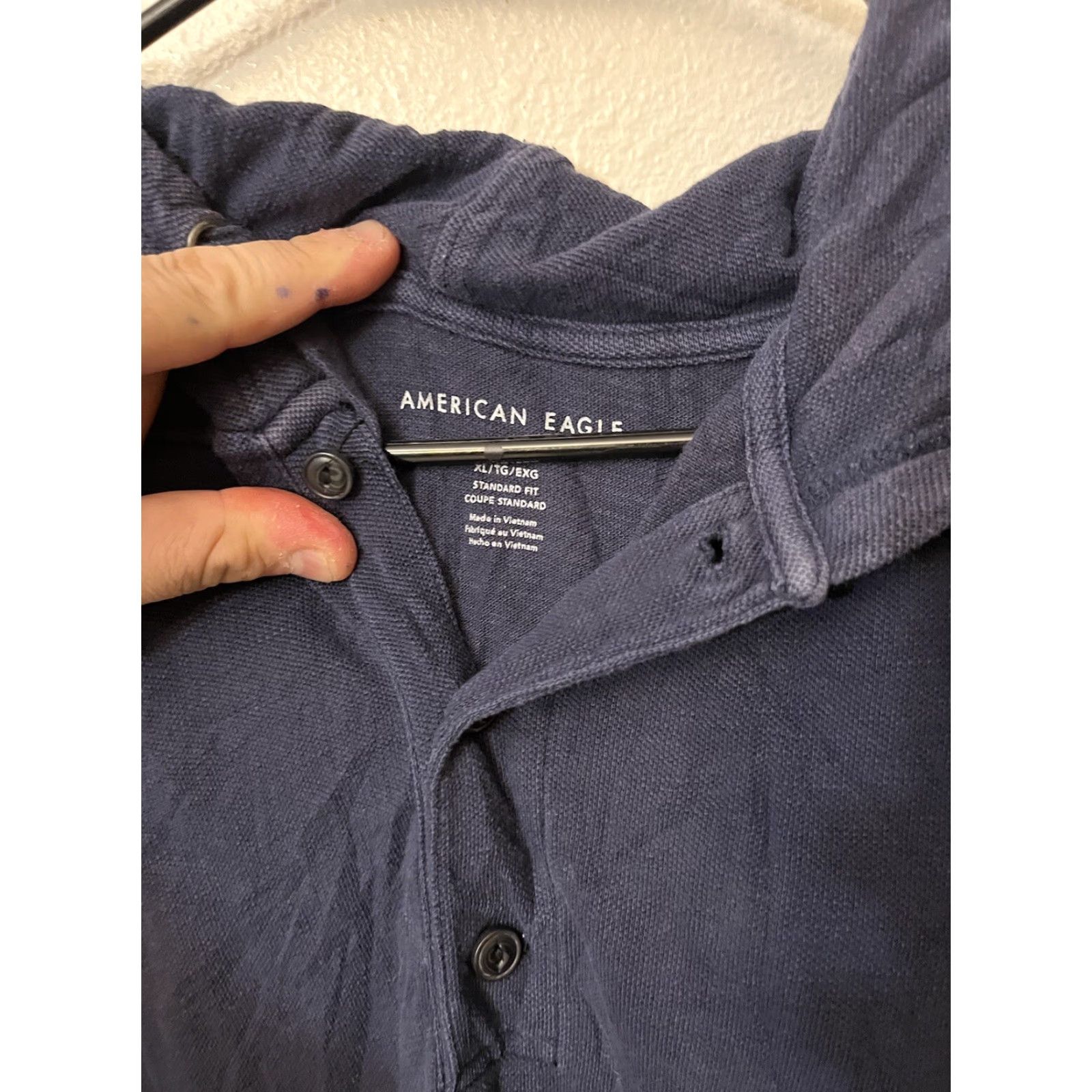 American Eagle Outfitters VINTAGE American Eagle Sweatshirt Hoodie Mens XL Knit Heathered Blue Henley Casual Size US XL / EU 56 / 4 - 3 Thumbnail