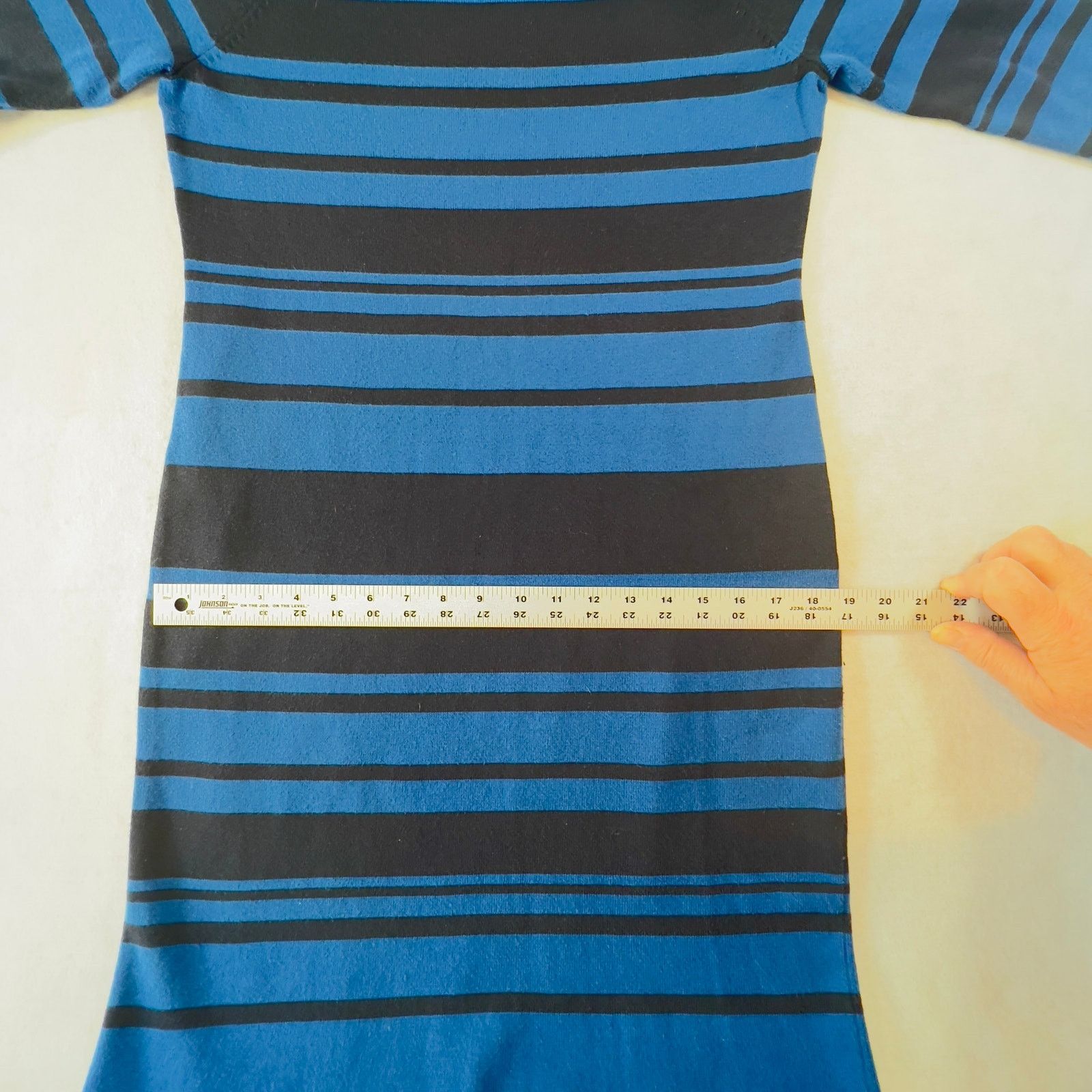 Ann Taylor Ann Taylor Knit Dress Just Above the Knee Blue Stripes Size S / US 4 / IT 40 - 9 Thumbnail
