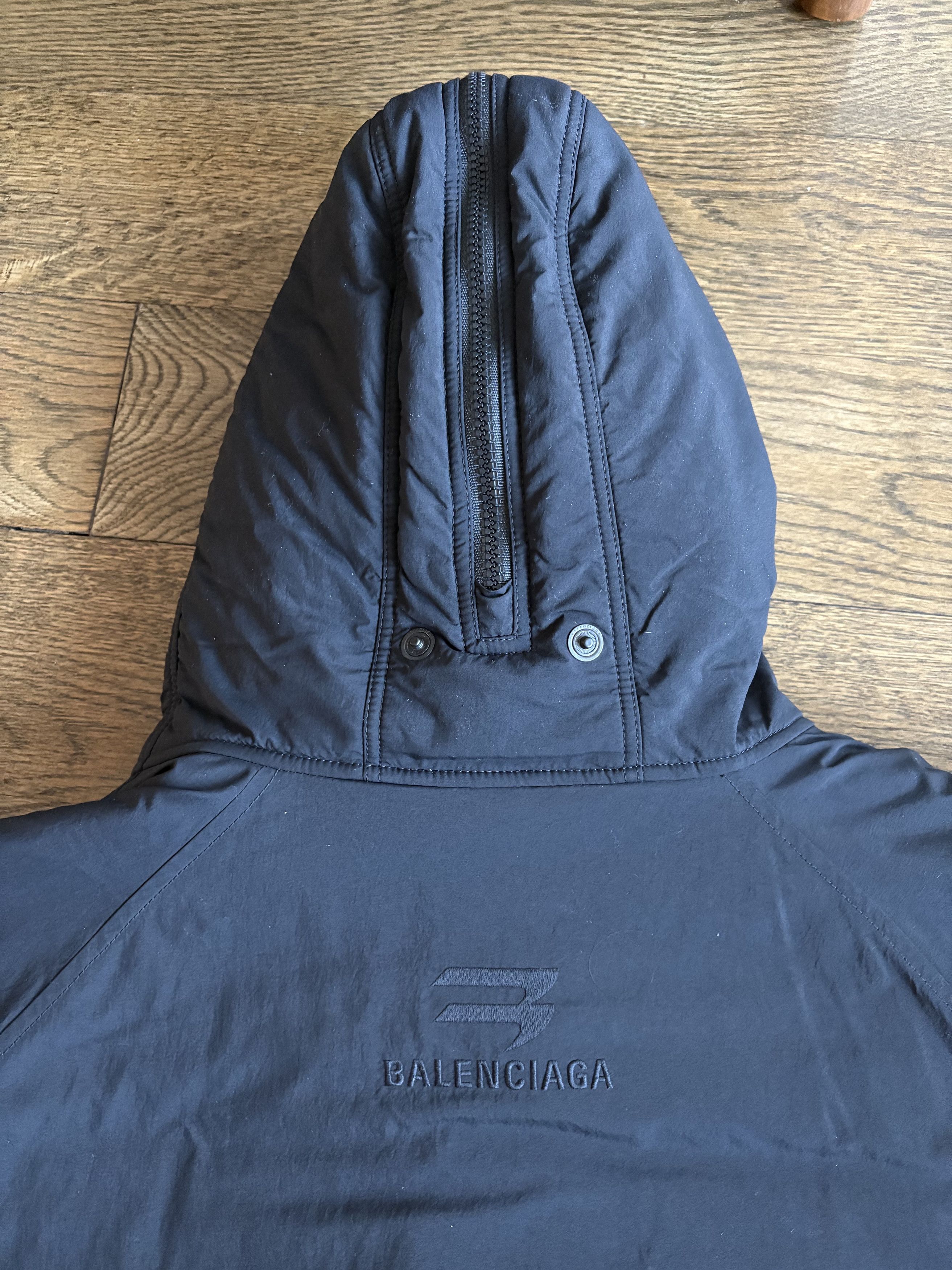 Balenciaga Men's Black Nylon Hooded Parka Size US L / EU 52-54 / 3 - 6 Thumbnail