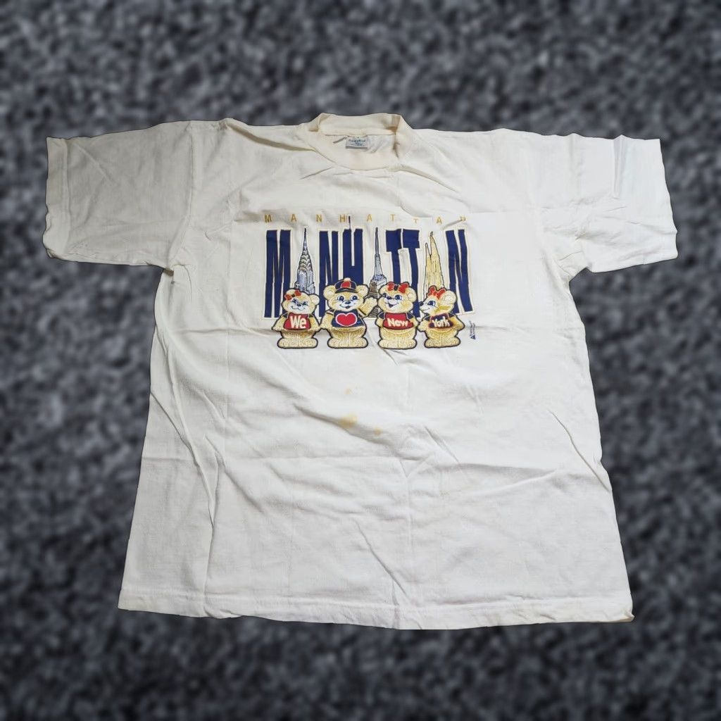 Sea New York VINTAGE New York T-Shirt Manhattan Logo 90s Mens XL White Crew Neck Short Sleeve Distressed Cotton Size US XL / EU 56 / 4 - 1 Thumbnail