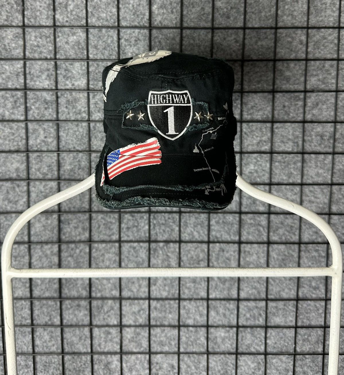 Vintage Military Style US Army Eagle Print Studded Cap Hat Size OS Size ONE SIZE - 1 Thumbnail