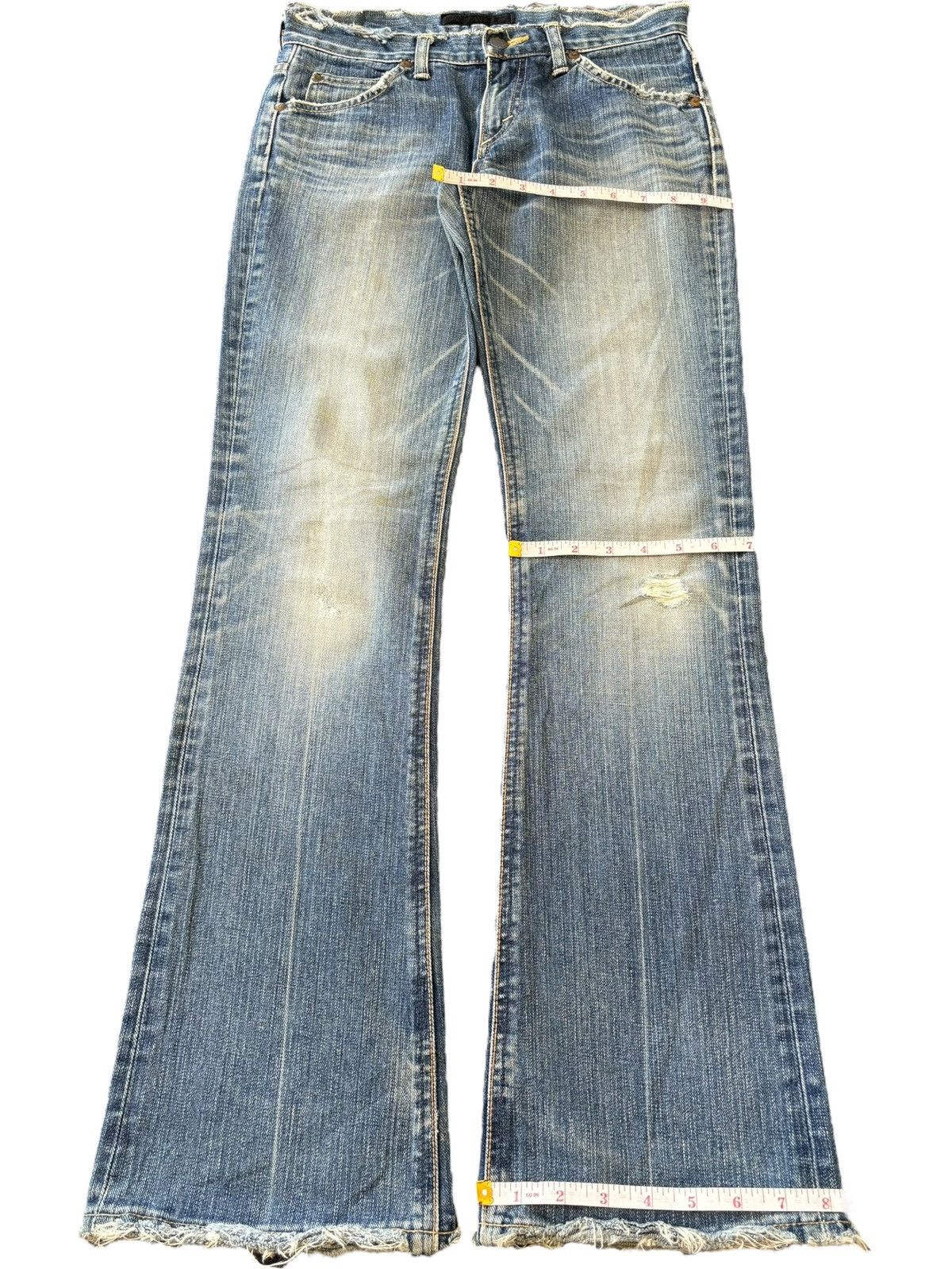 Lee Vintage Lee Riders Mud Wash Distress Low Rise Flare Jeans Size 29" - 8 Thumbnail
