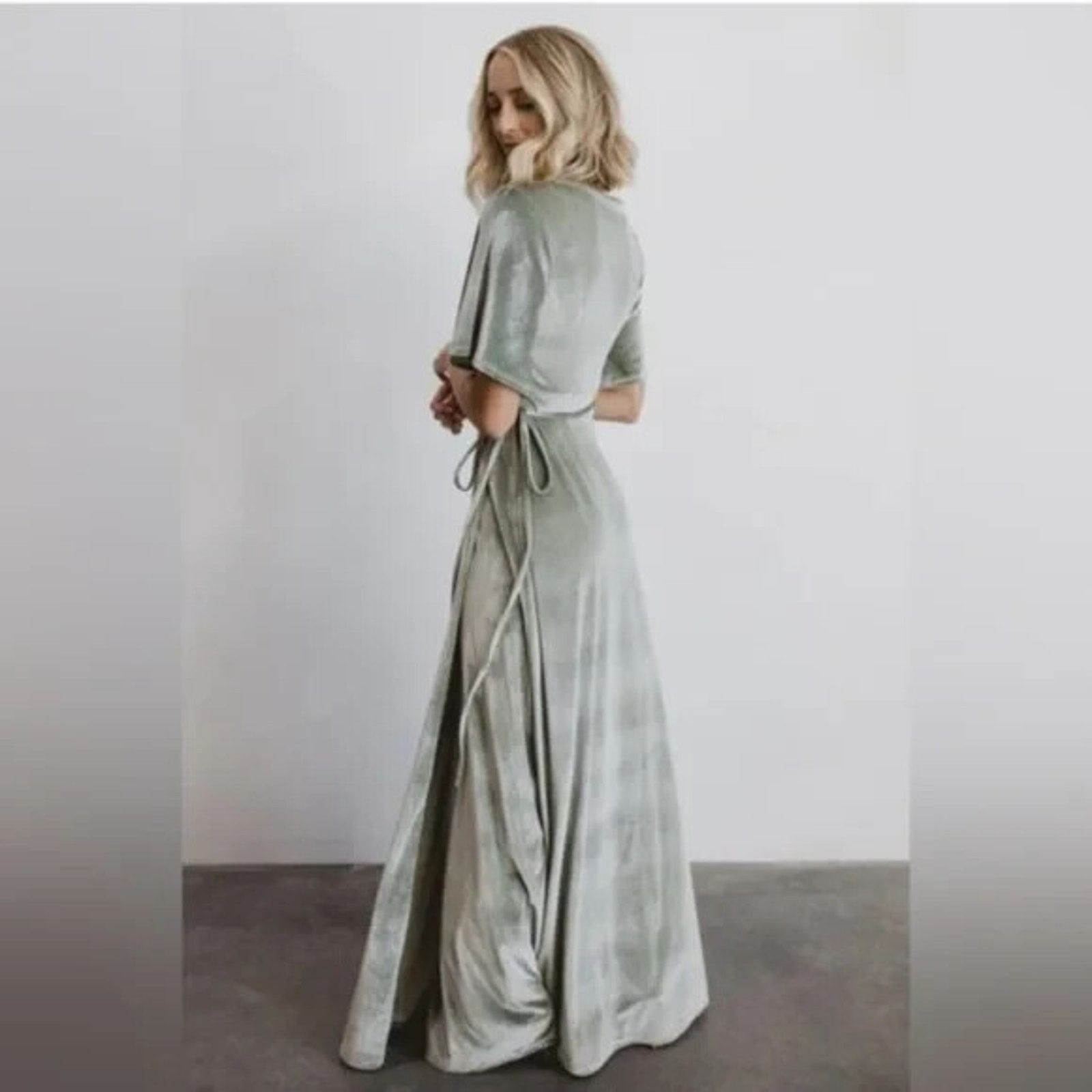 Other Baltic Born Womens Sage Green Velvet Megan Wrap Maxi Dress L Size L / US 10 / IT 46 - 3 Thumbnail