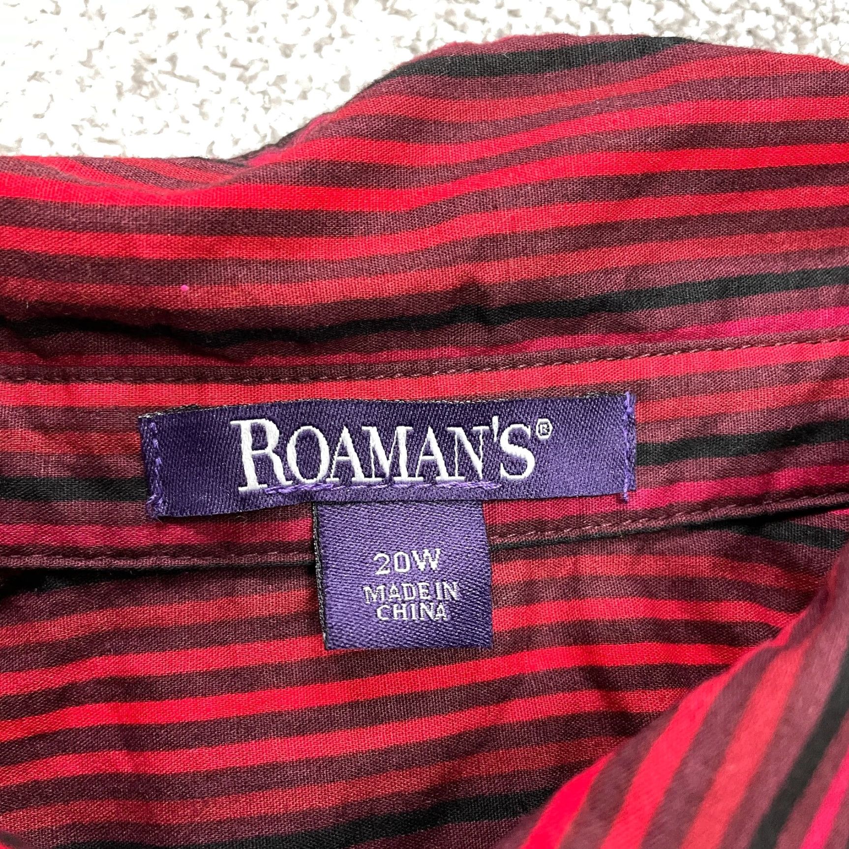 Vintage Romans Button Up Shirt Womens 20W Plus Red Blue Striped Long Sleeve Collared Top Size 3XL / US 20-22 - 3 Thumbnail