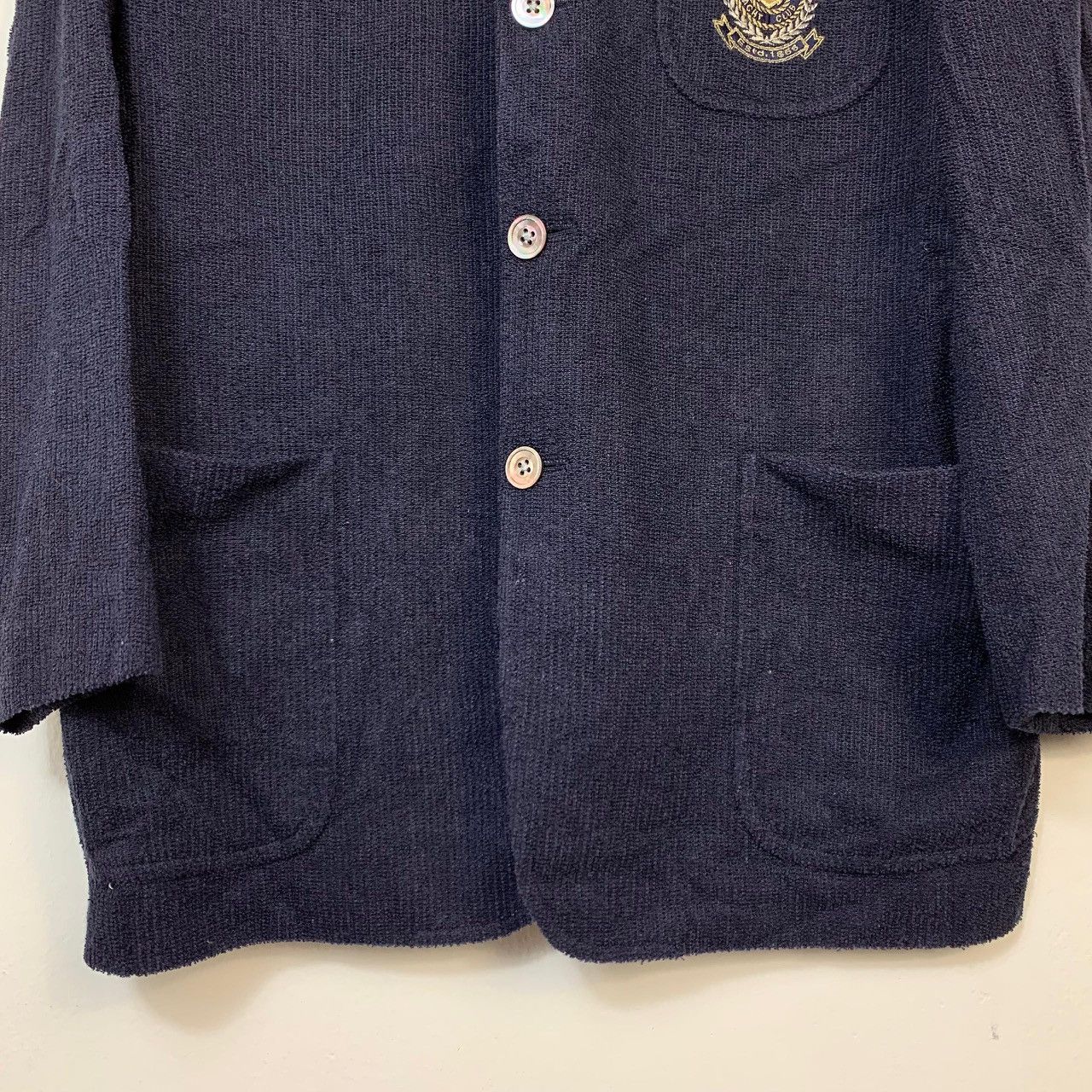 Burberry Vintage Burberrys Yacht Club Corduroy Blazer Navy Blue Size 40S - 6 Thumbnail