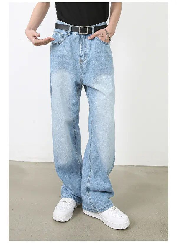 Japanese Brand VIBE Japanese retro washed light blue jeans loose straight Size US 32 / EU 48 - 3 Thumbnail