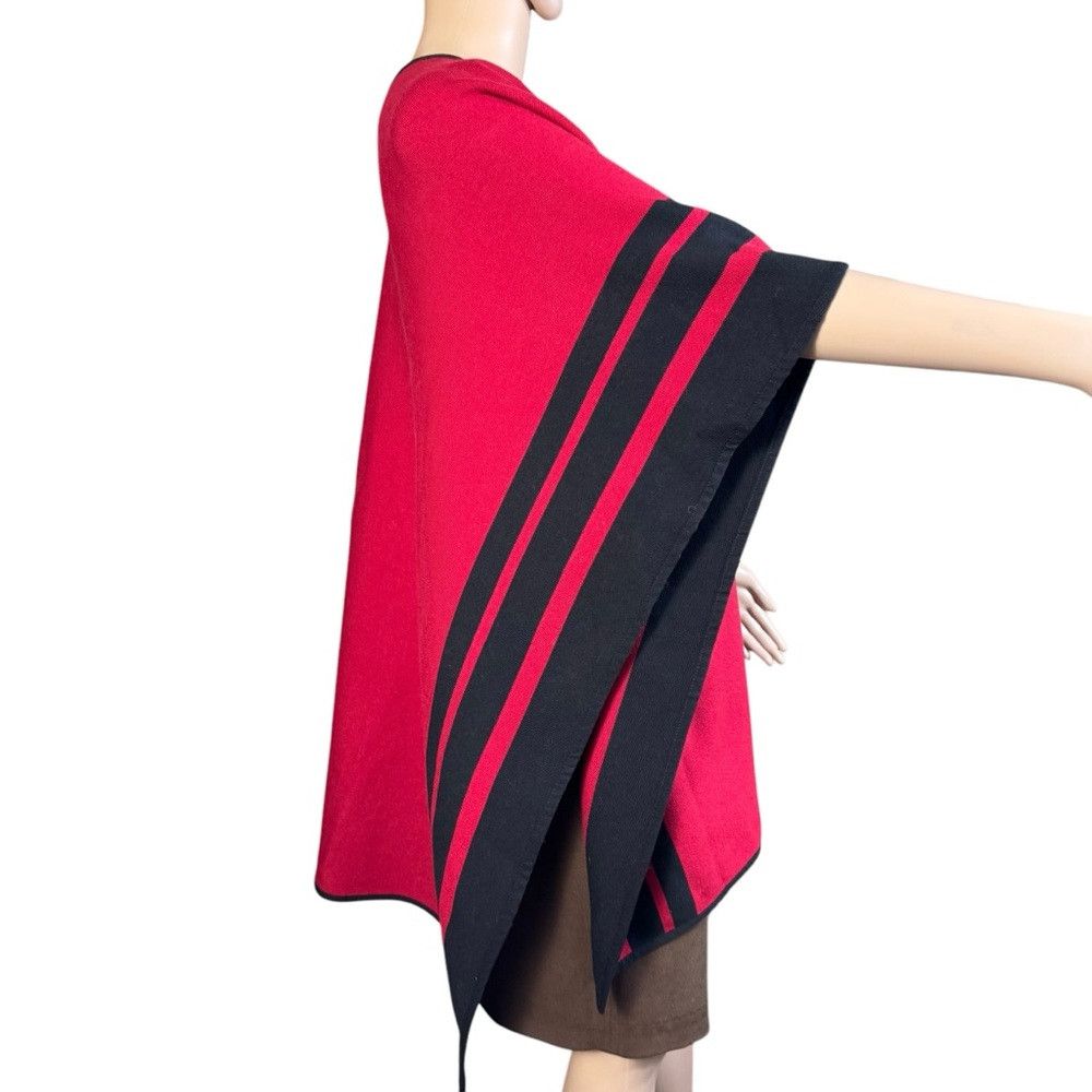 Chicos New Chico's Red Stripe Border Ruana Poncho Size S/M Size M / US 6-8 / IT 42-44 - 4 Thumbnail