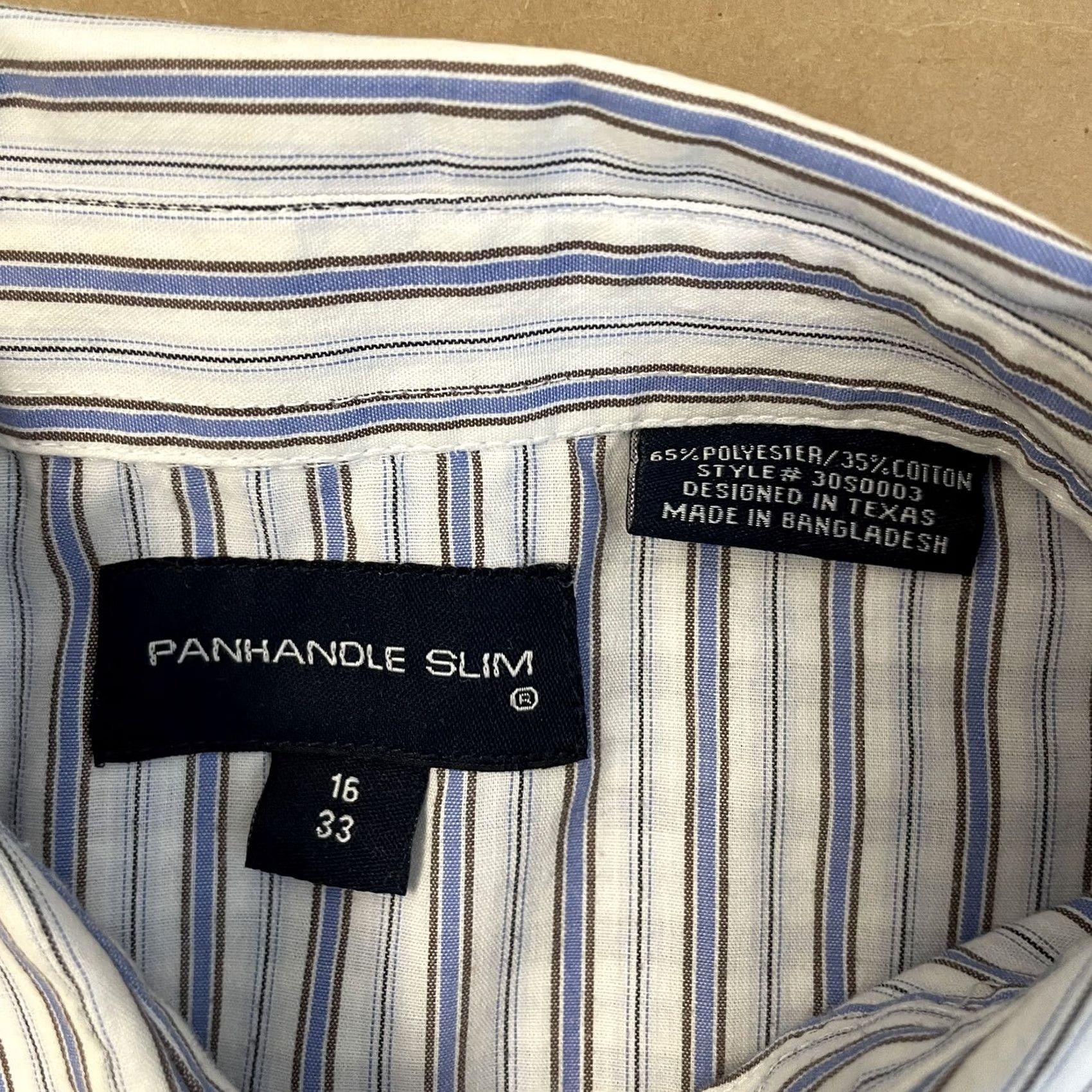 Vintage VINTAGE Panhandle Slim Shirt Adult 16 33 Blue Stripe Pearl Snap Pockets Button-Down Mens Shirt Size US L / EU 52-54 / 3 - 7 Thumbnail