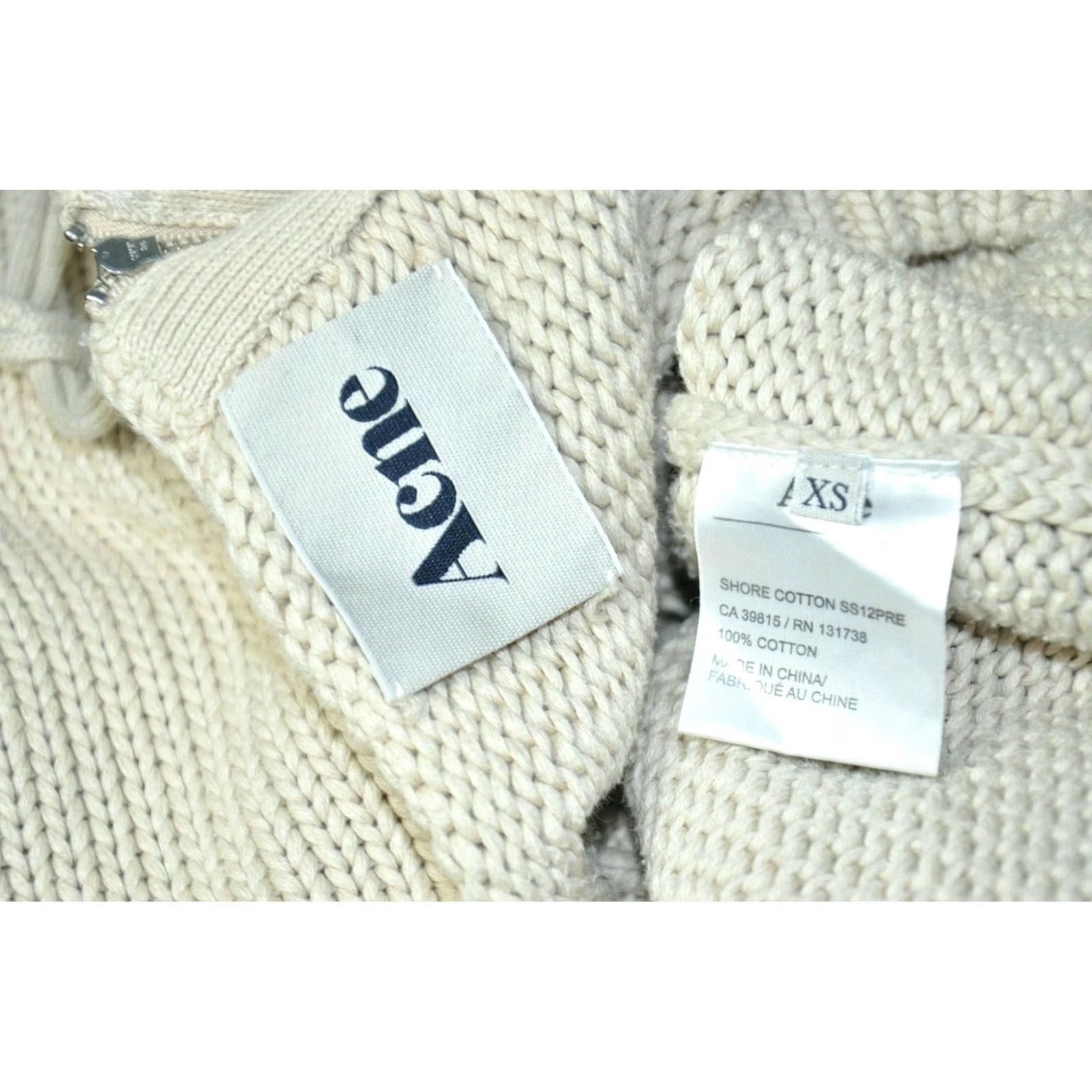 Acne Studios ACNE SHO R OVERSIZED SWEATER XS BEIGE 100% COTTON KNIT PULLOVER WOMEN MEN? Size XS / US 0-2 / IT 36-38 - 7 Thumbnail