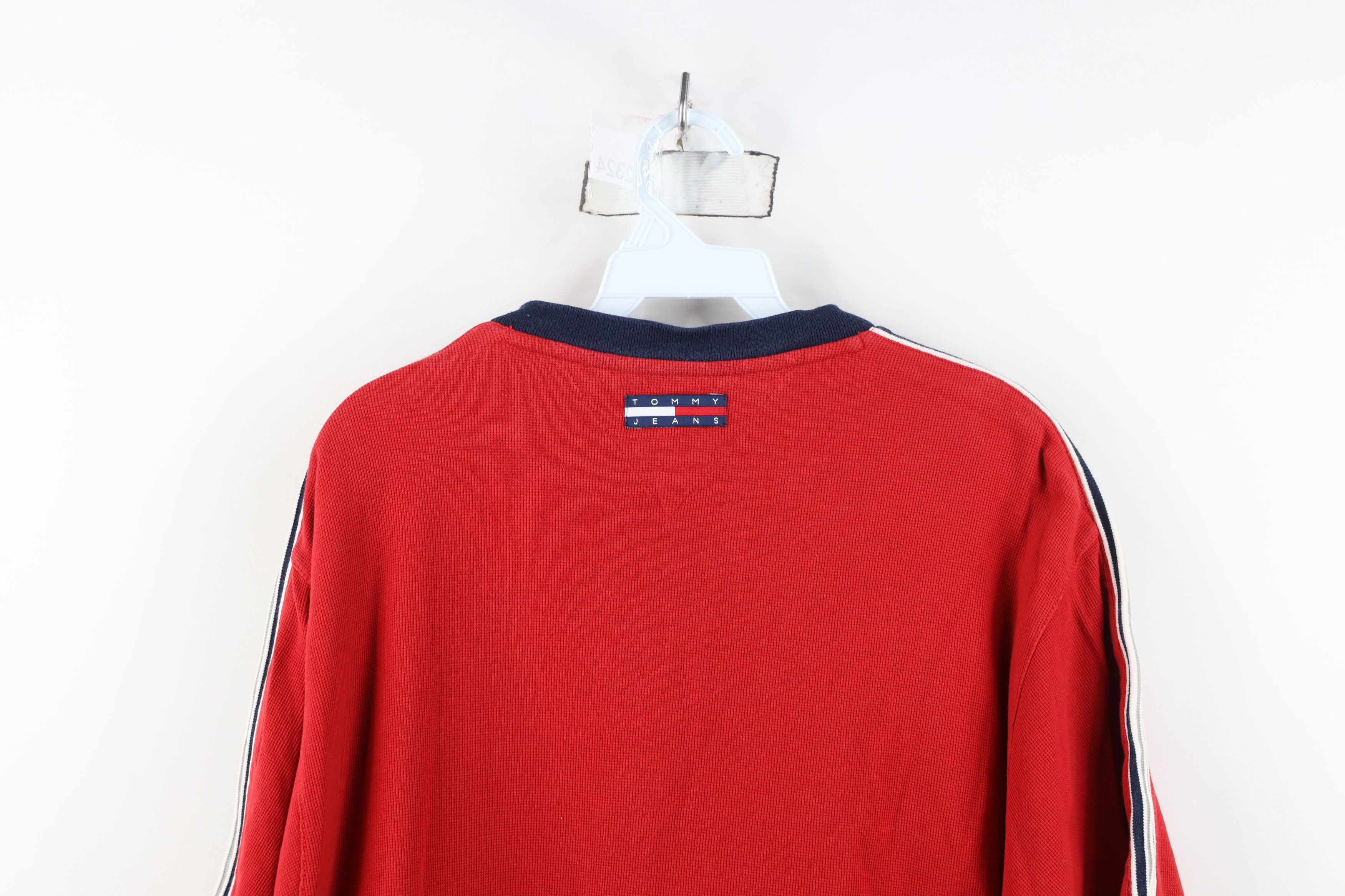 Tommy Hilfiger Vintage 90s Tommy Hilfiger Waffle Knit Half Zip T-Shirt Size US L / EU 52-54 / 3 - 12 Thumbnail