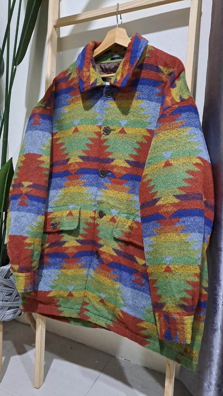 Vintage RARE ! Vintage 90s Navajo wool Jacket Size US XXL / EU 58 / 5 - 2 Thumbnail