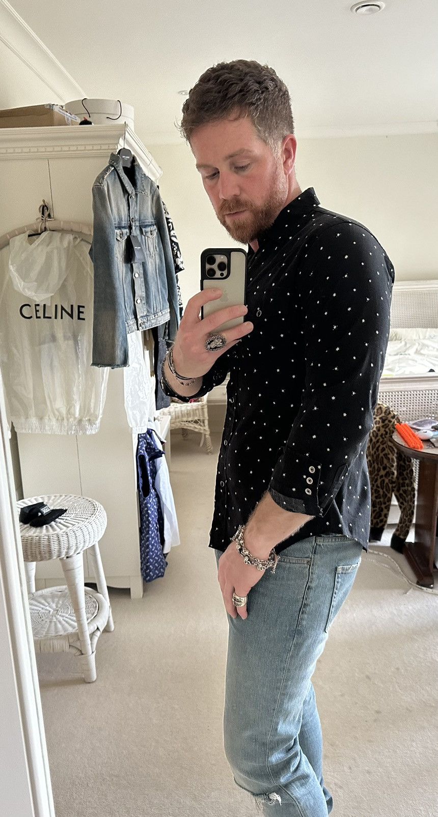 Saint Laurent Paris Grail SS16 Saint Laurent black shirt white star polka dot S Size US S / EU 44-46 / 1 - 5 Thumbnail