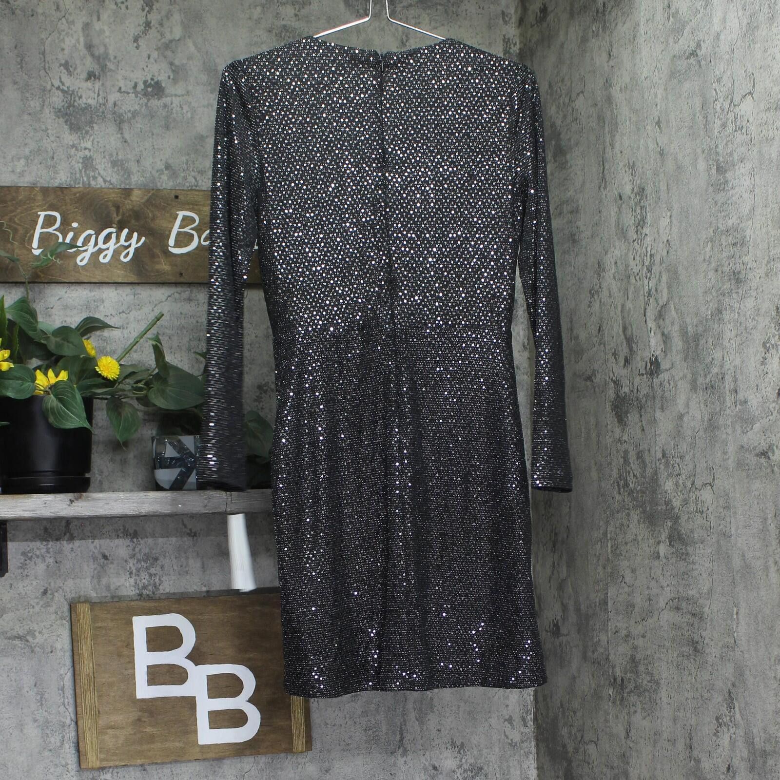 DKNY Dkny Womens Gathered-waist Dress Dd4iz632 Black / Silver 4 Size S / US 4 / IT 40 - 2 Thumbnail