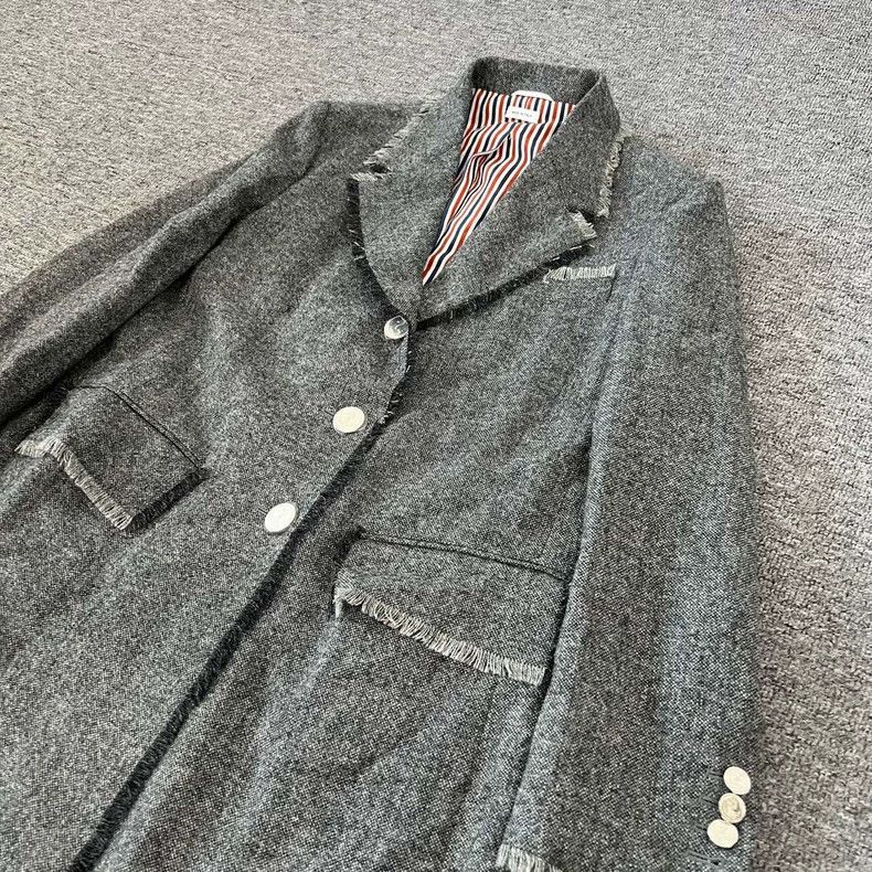 Thom Browne Gray wool coat 2506-Nextarrow