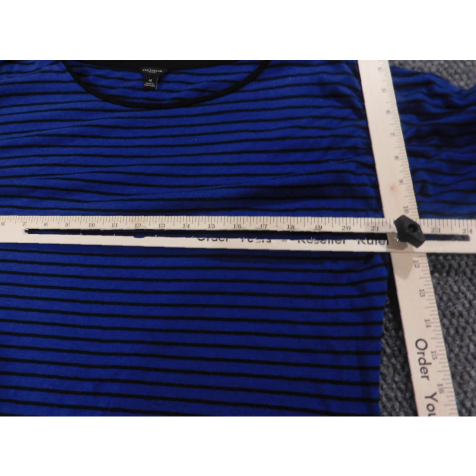 Ann Taylor Ann Taylor Blouse Shirt Womens M Blue Striped Crew Neck Pullover Casual Cotton Down Regular Button Size M / US 6-8 / IT 42-44 - 6 Thumbnail