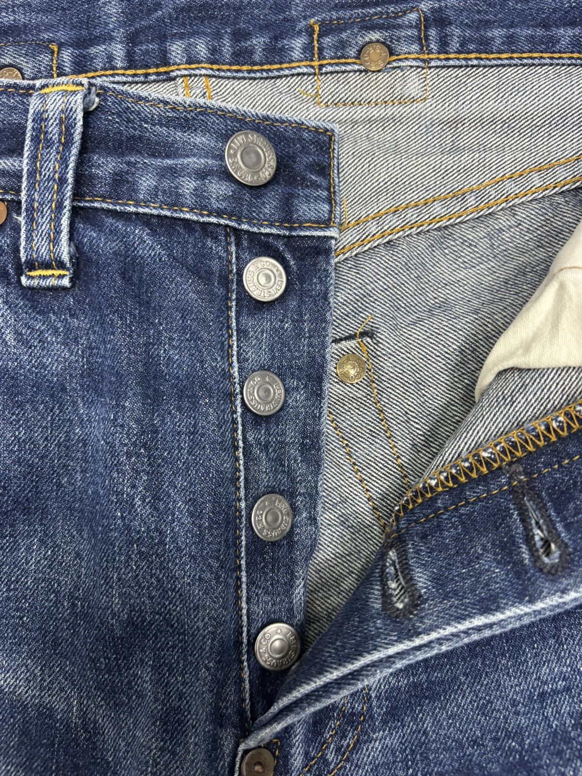 Kapital 🔥VINTAGE LEVIS 201 BIG E SELVEDGE DENIM JEANS RIP BUCKLE Size US 28 / EU 44 - 19 Thumbnail