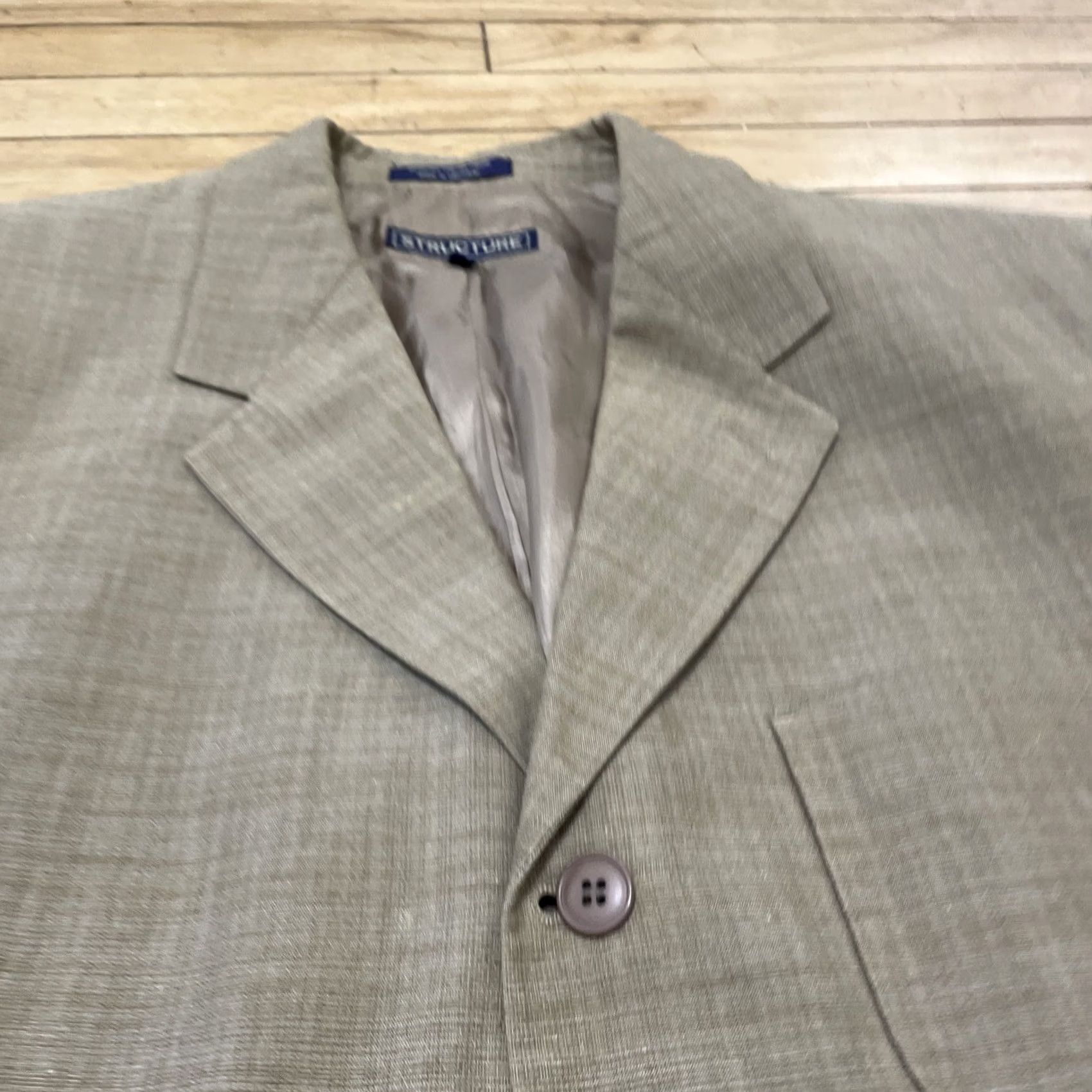 Vintage STRUCTURE Linen Blazer Men 42 Brown Vintage 90s Retro Sport Coat Summer Comfort Jacket Blazer Mens 42 Brown Vintage 90s Size 42R - 6 Thumbnail