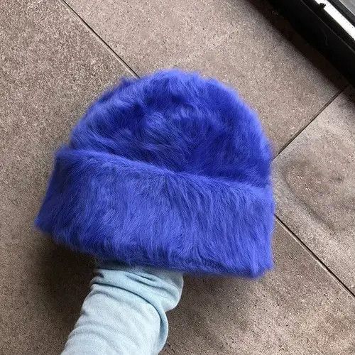 Japanese Brand Fluffy Knitted Rabbit Fur Beanie Size ONE SIZE - 2 Thumbnail