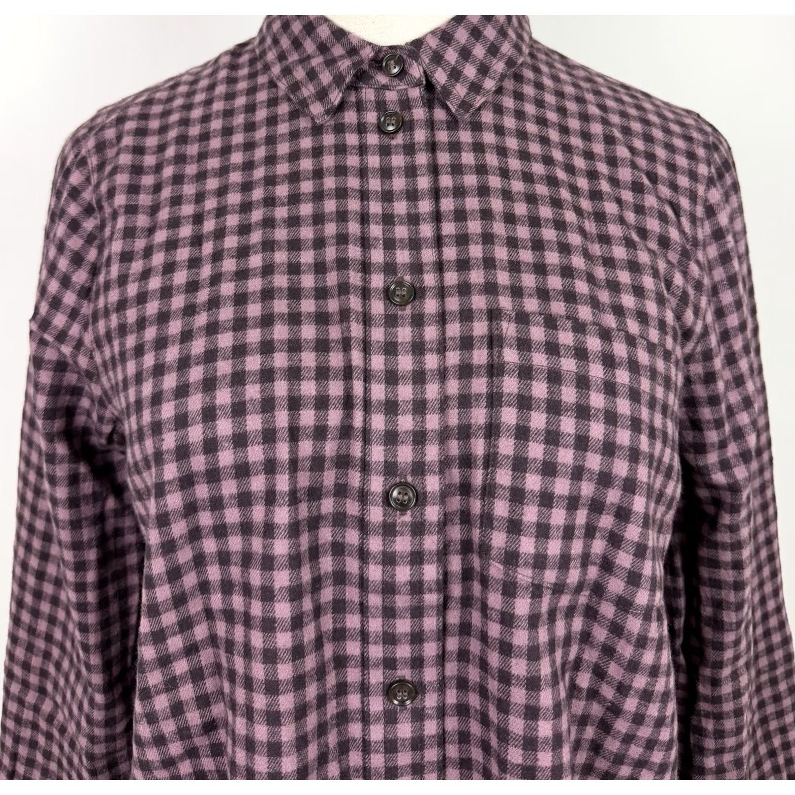 Madewell VINTAGE Madewell Shirt Womens Small NWT Plaid Flannel Shirt Eggplant Purple Cotton Boho Size S / US 4 / IT 40 - 2 Thumbnail