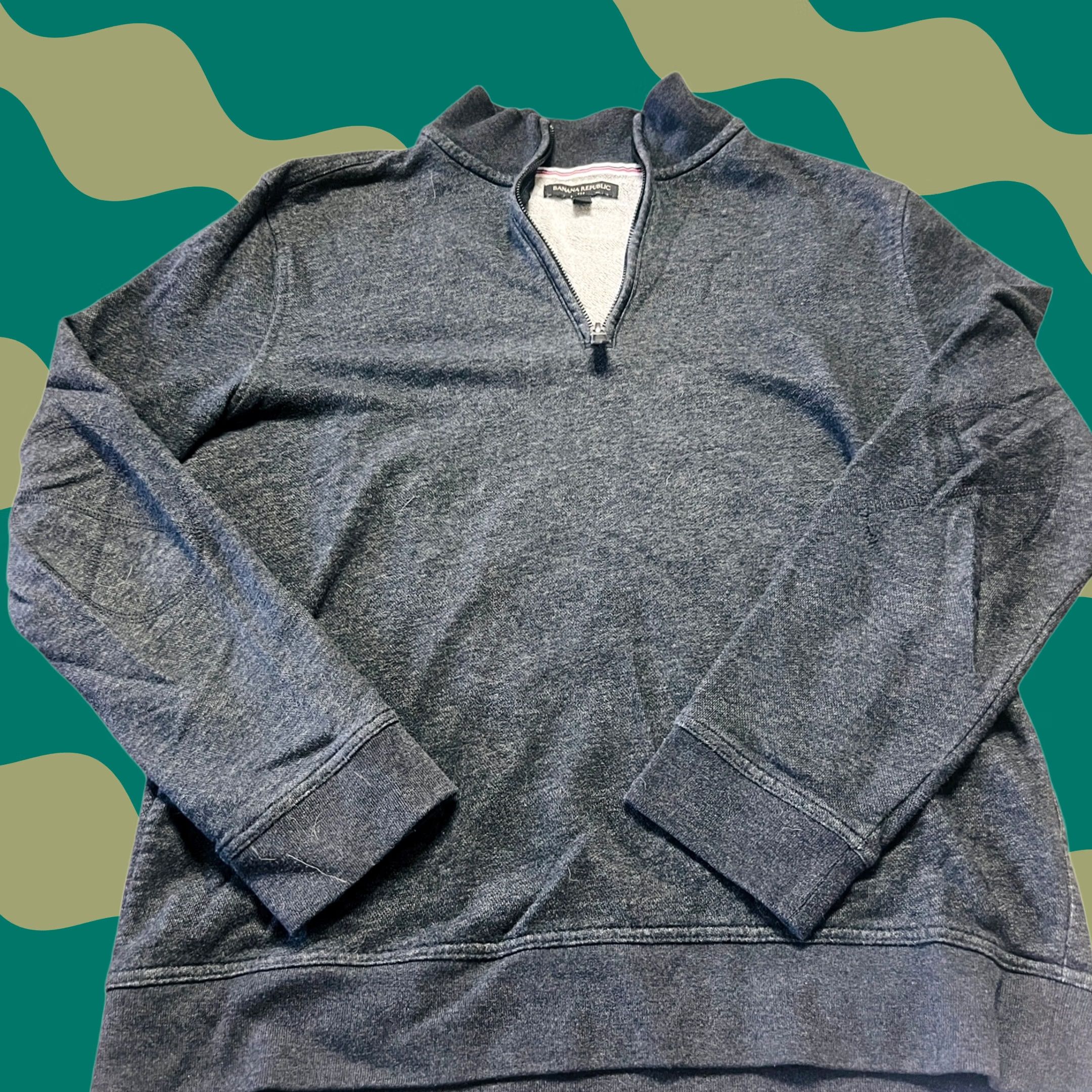 Banana Republic VINTAGE Banana Republic L Quarter Zip Crewneck Sweater Grey Longsleeve Mens L Sweatshirt Pullover Modern taglines Size US L / EU 52-54 / 3 - 1 Thumbnail
