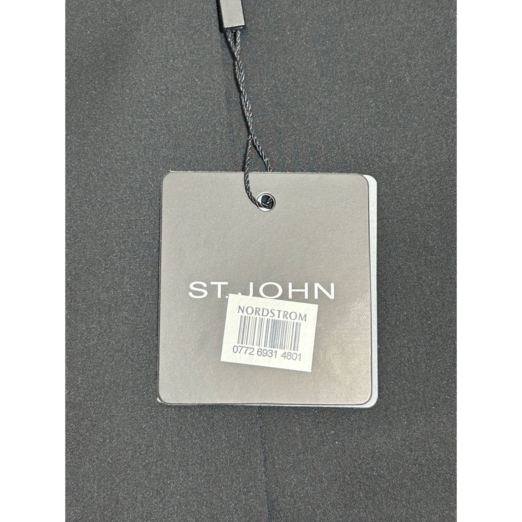 St. John St John Women's Leather Zipper Moto Jacket in Cavier/Cream - Size S / US 4 / IT 40 - 4 Thumbnail