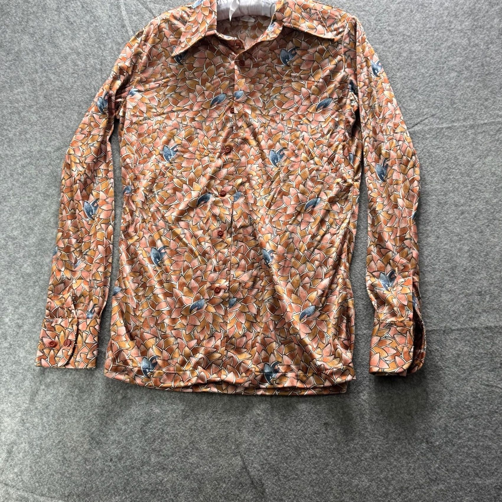 Vintage VINTAGE Hukapoo Shirt Mens M Orange Floral Nylon Disco Button Up 70s Taiwan Size US M / EU 48-50 / 2 - 2 Thumbnail