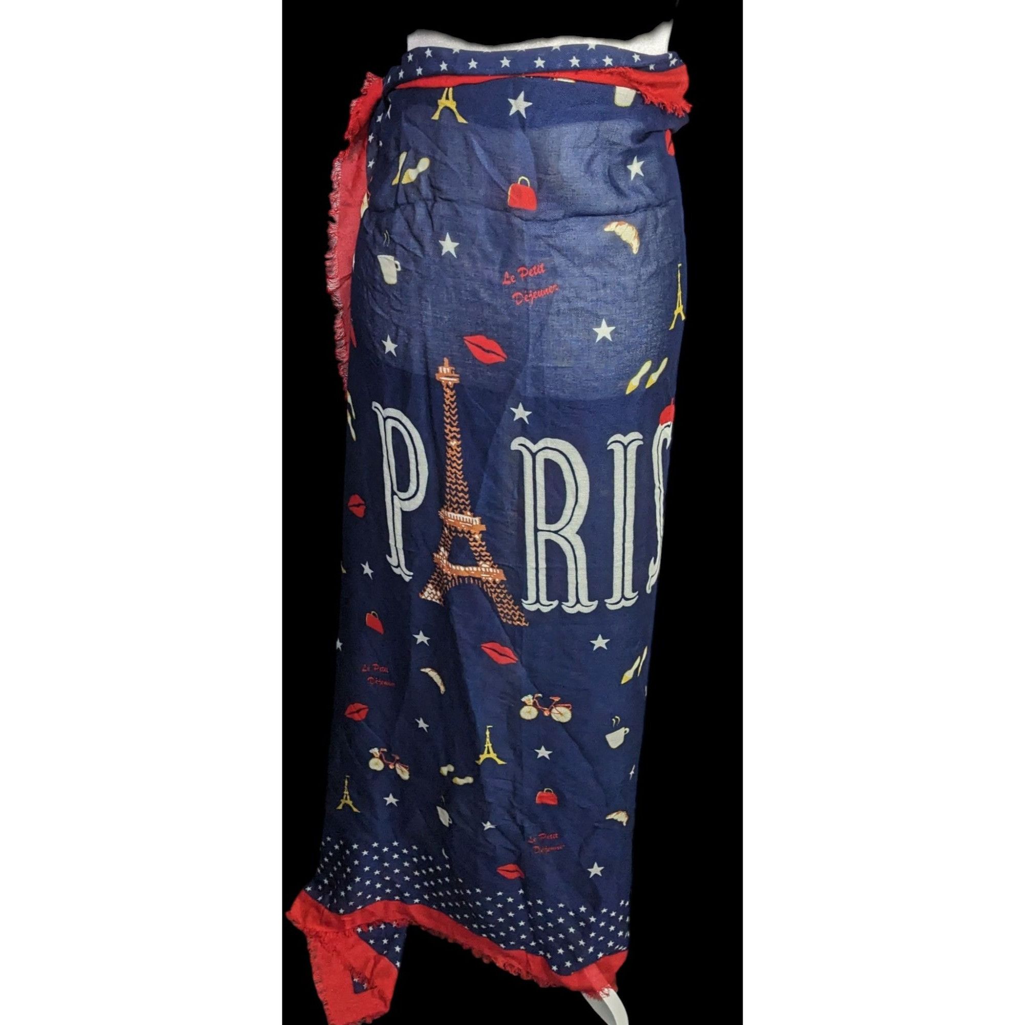 Talbots Talbots Paris-Themed Scarf With Eiffel Tower Print Navy Blue Size ONE SIZE - 2 Thumbnail