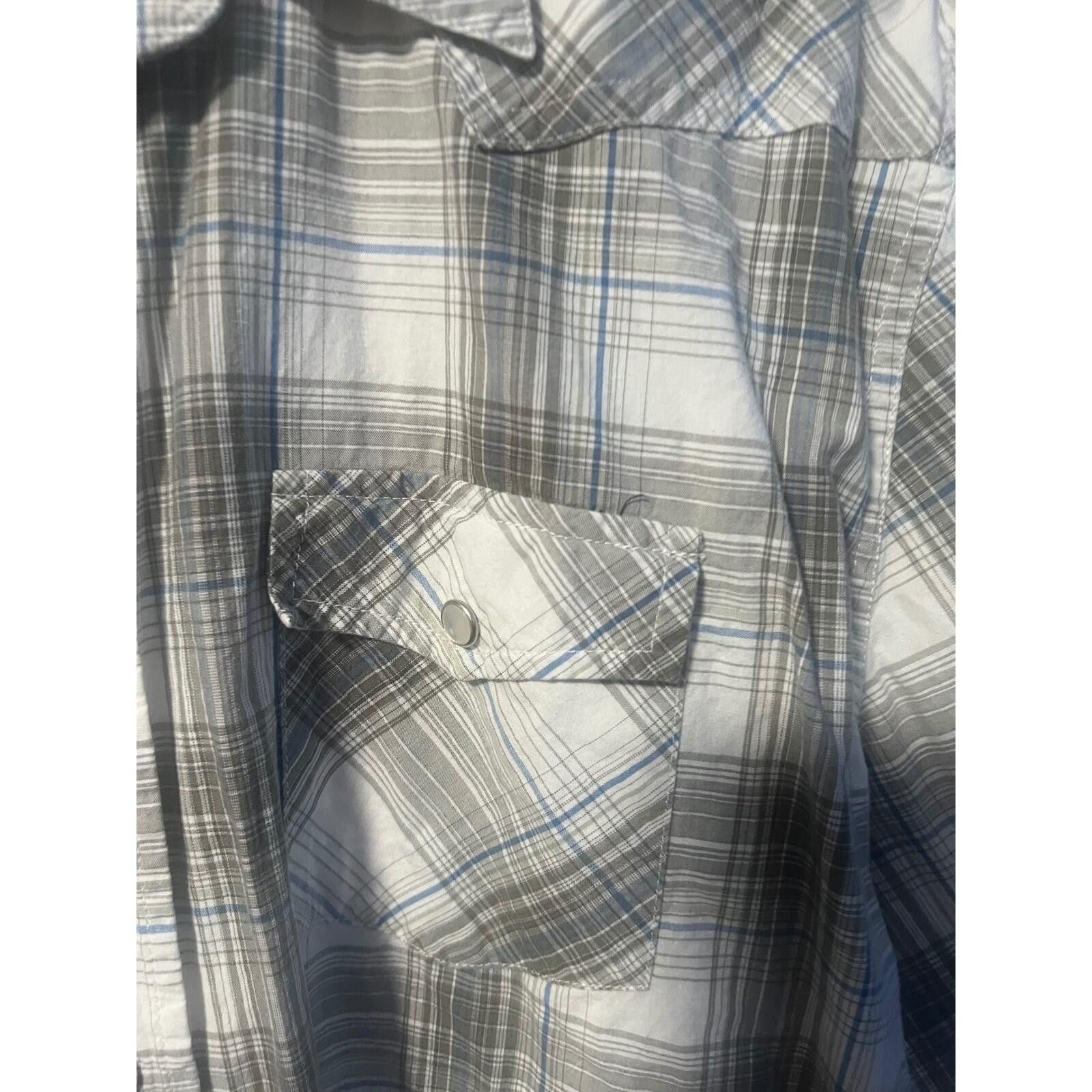 Aeropostale Aeropostale Western Shirt Mens XL Grey Plaid Pearl Snap Size US XL / EU 56 / 4 - 5 Thumbnail