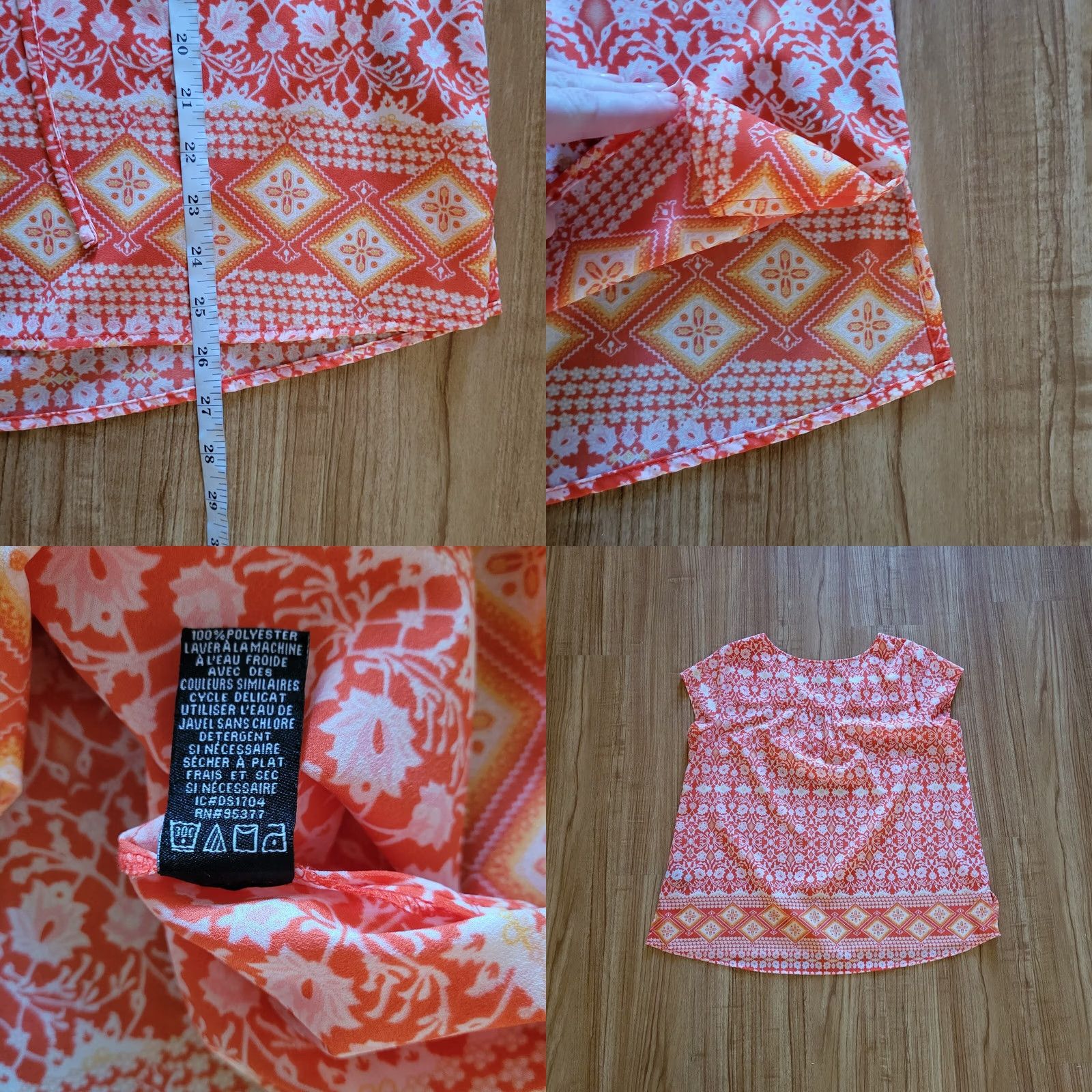 Sanctuary Sanctuary Shirt Womens Large Orange Floral Chiffon V-Neck Short Sleeve Blouse Casual Size L / US 10 / IT 46 - 8 Thumbnail