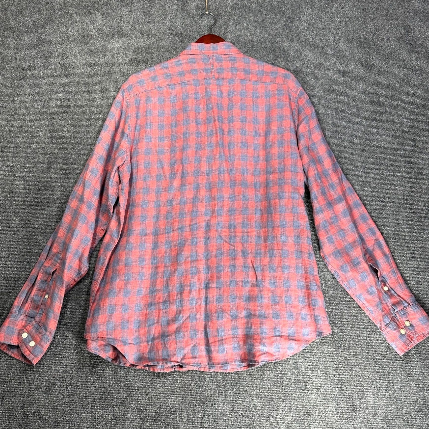 Banana Republic Banana Republic Shirt Mens L Camden Fit Red Blue Linen Check Button Down Shirt Size US L / EU 52-54 / 3 - 7 Thumbnail