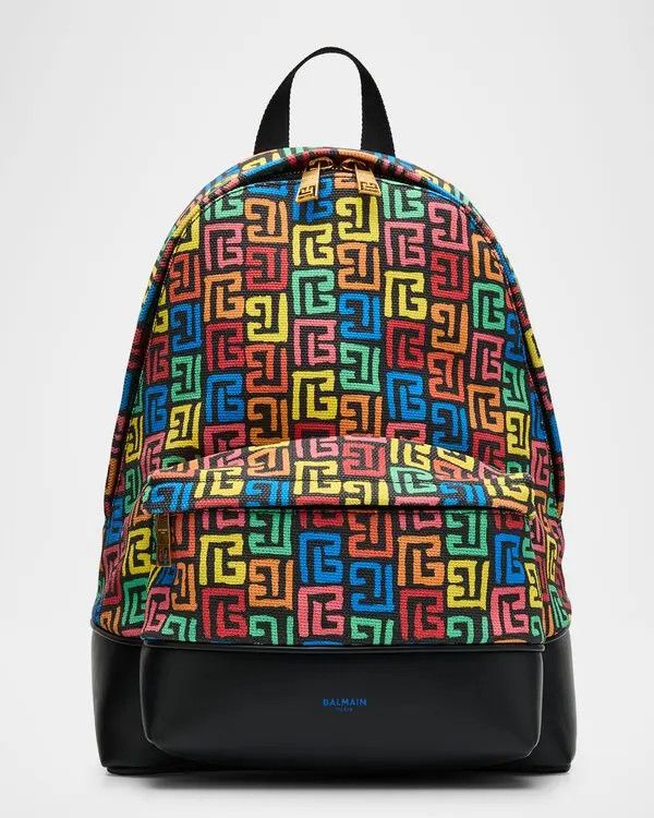 Balmain o1s1wg111225 Size:OS/Labyrinth Canvas Backpack in Multicolor Size ONE SIZE - 1 Thumbnail
