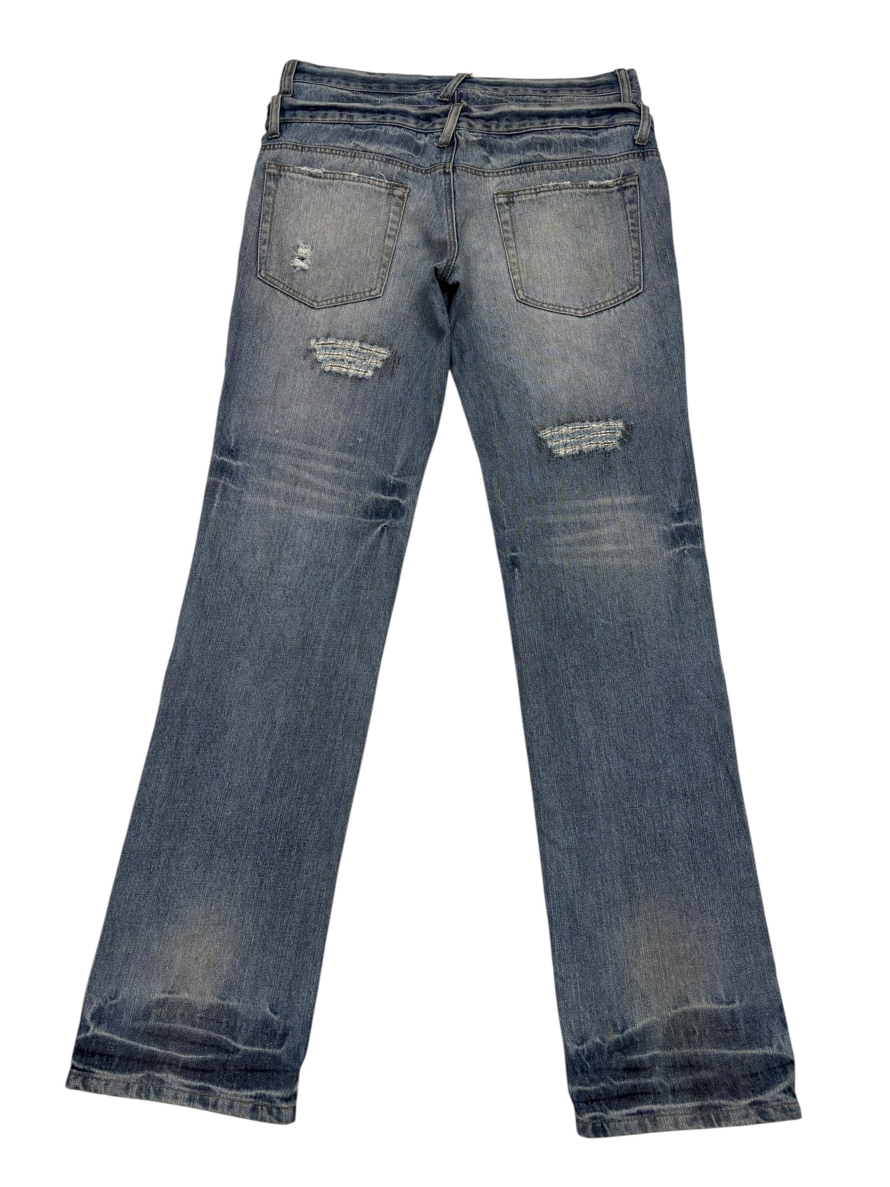 Tornado Mart ZEROSAIL Punk Double Waist Distressed Denim Jeans Size US 33 - 2 Thumbnail