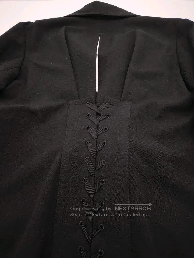 Yohji Yamamoto Yohji Yamamoto Black Wool Long Jacket with Tie Size US S / EU 44-46 / 1 - 8 Thumbnail