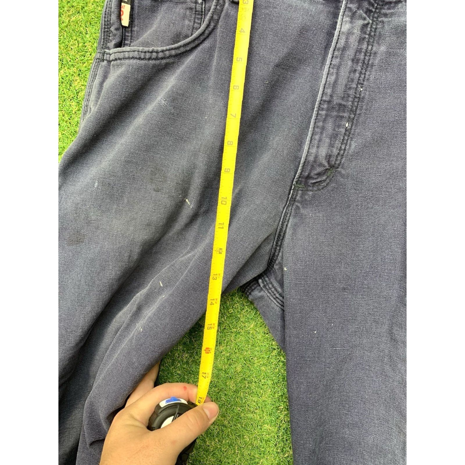 Carhartt VINTAGE Carhartt Work Pants Carpenter Style Mens 38x32 Blue Canvas Flame Resistant Workwear Size US 38 / EU 54 - 7 Thumbnail