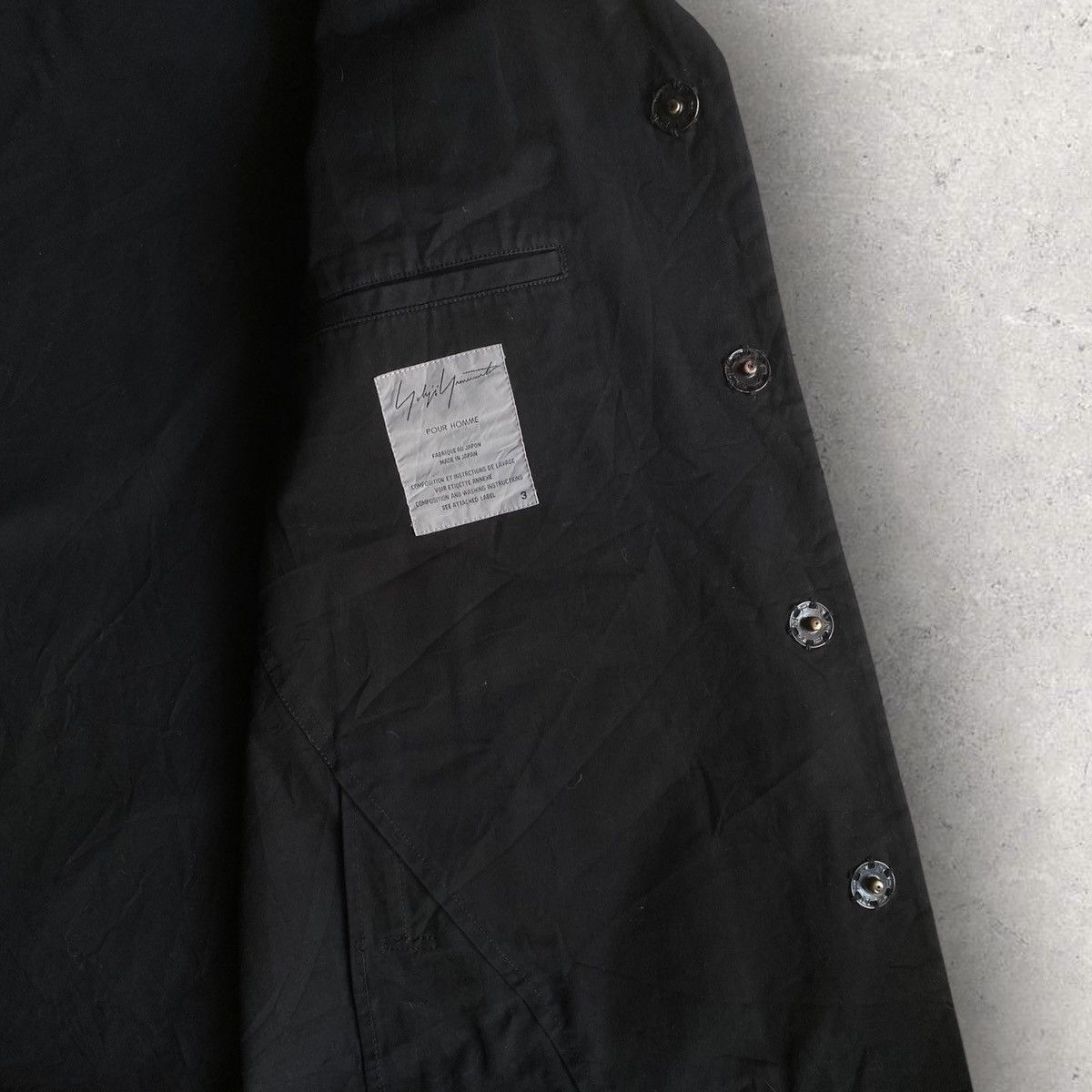Yohji Yamamoto Black Cotton Open Collar Boxy Fit Jacket Size US L / EU 52-54 / 3 - 5 Thumbnail