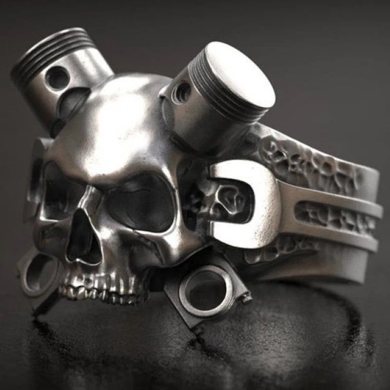Vintage Trend Steam Skull Ring Men's Hip Hop Rock Party Jewelry Size ONE SIZE - 2 Thumbnail
