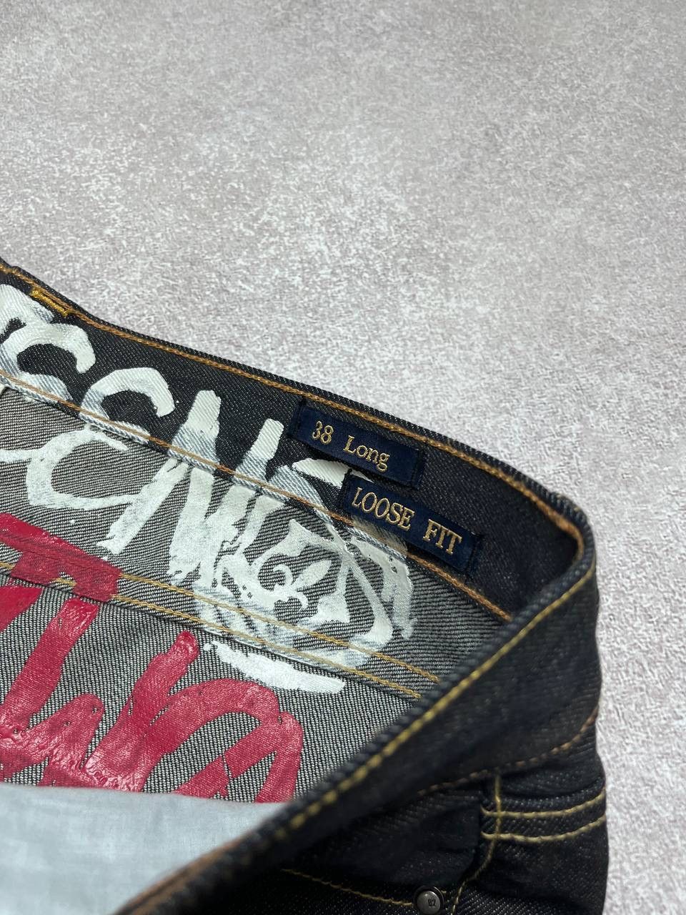 Japanese Brand × Vintage Vintage Skull Embroidery Baggy Japanese Baggy Jeans 38 Size US 38 / EU 54 - 7 Thumbnail