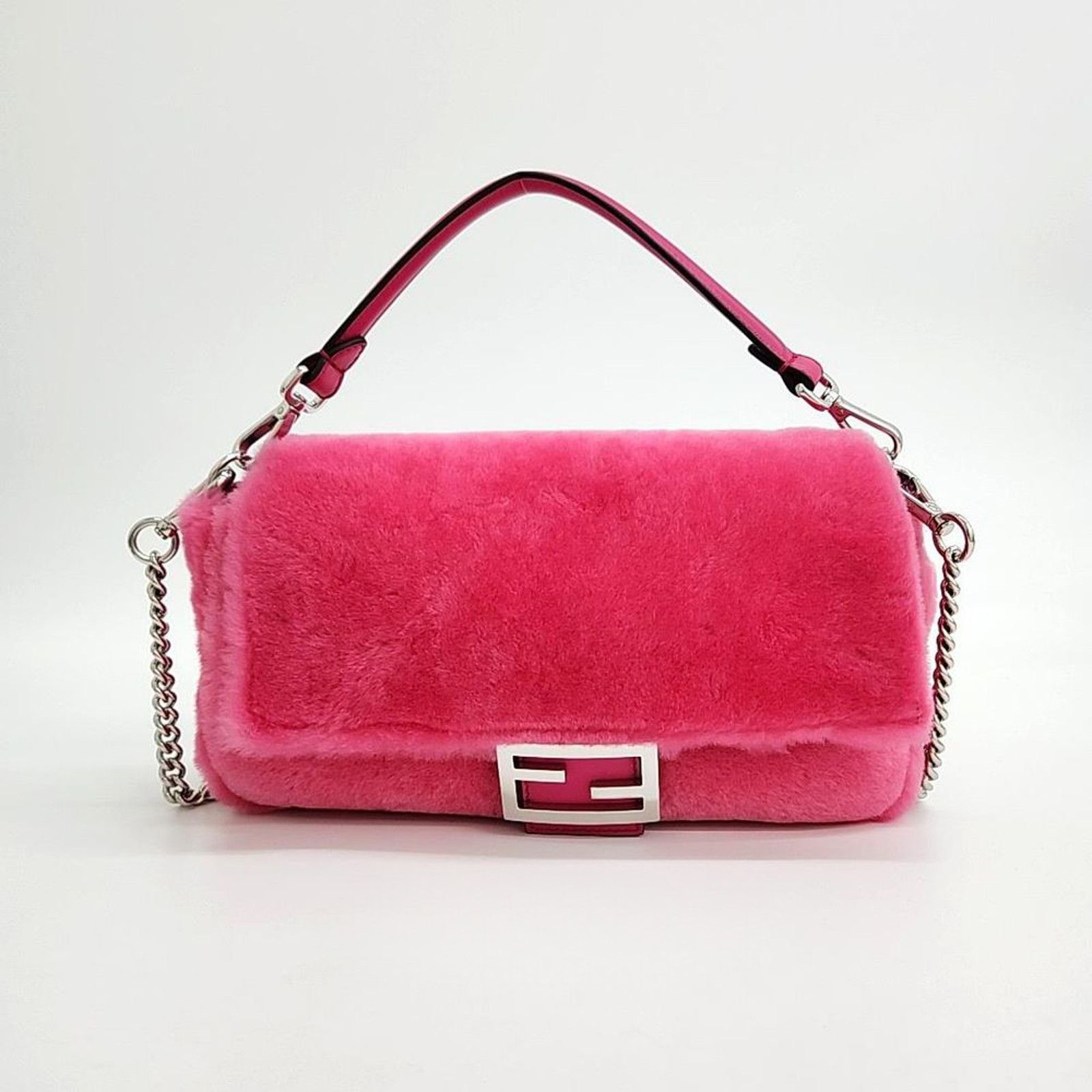 Fendi Fur Baguette Bag (3712932) in Pink, Women's