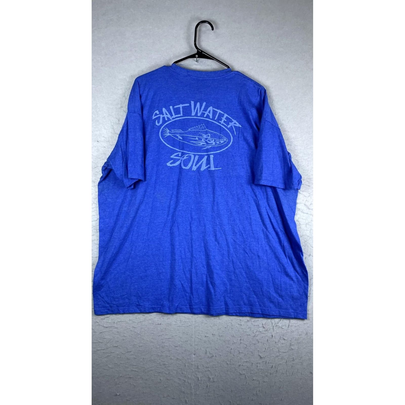 Vintage Salt Water Soul Shirt Mens 3XL Blue Fish Logo Graphic Tee Beach T-Shirt Size US XXL / EU 58 / 5 - 6 Thumbnail