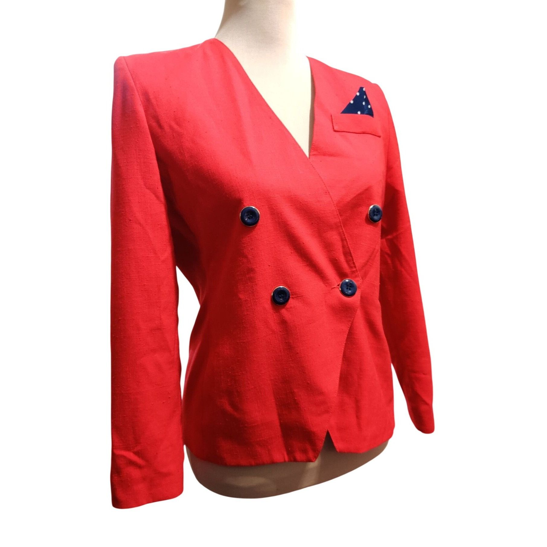 Vintage Vintage Jacqueline Ferrar Sport Red Blazer Size 4 Petite Dou Size S / US 4 / IT 40 - 2 Thumbnail