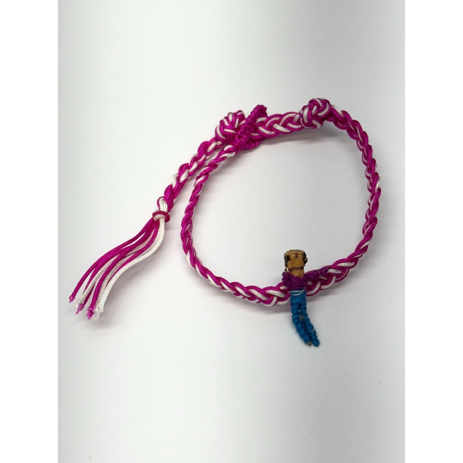 Vintage Vintage woven braided worry doll bracelet pink and white Size ONE SIZE - 3 Thumbnail