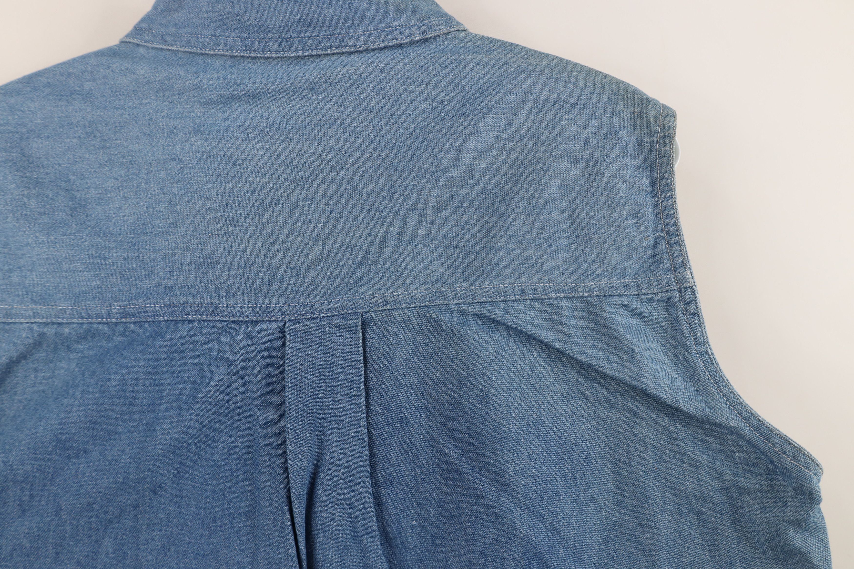 Vintage Deadstock Vintage 90s Striped Sleeveless Denim Button Shirt Size M / US 6-8 / IT 42-44 - 8 Thumbnail