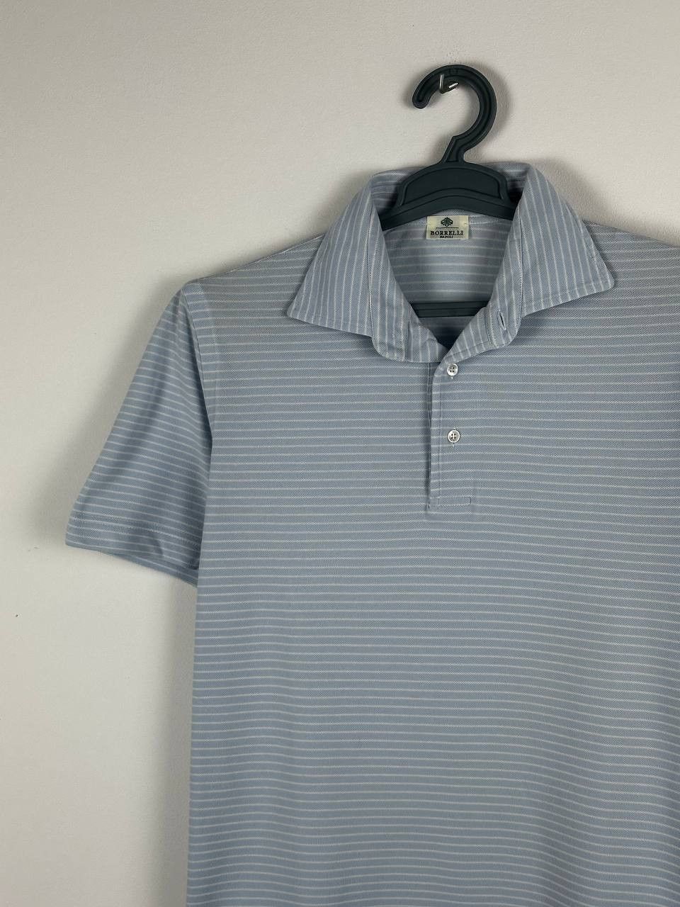 Borriello Napoli Borrelli Napoli Light Blue Striped Polo T Shirt Italy Size US M / EU 48-50 / 2 - 1 Thumbnail