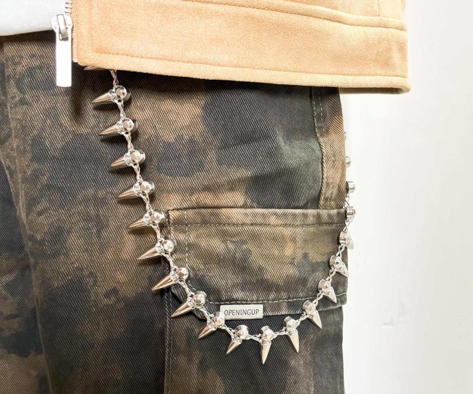 Vintage Silver Spiked Wallet Chain Accessory for Pants, Punk Style Size ONE SIZE - 2 Thumbnail