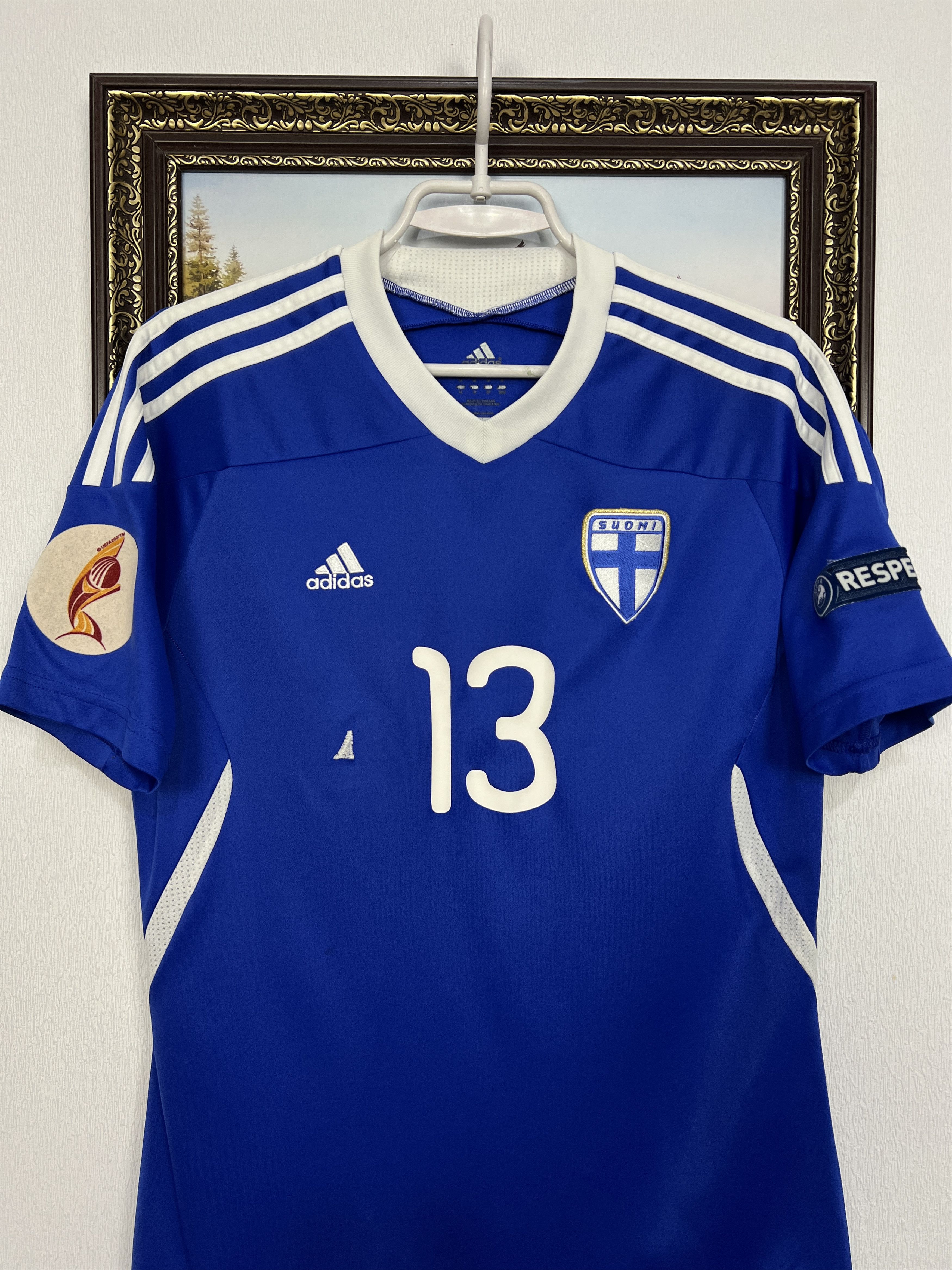 Adidas Finland football shirt Soccer Match Worn Jersey Trikot Size US M / EU 48-50 / 2 - 2 Thumbnail